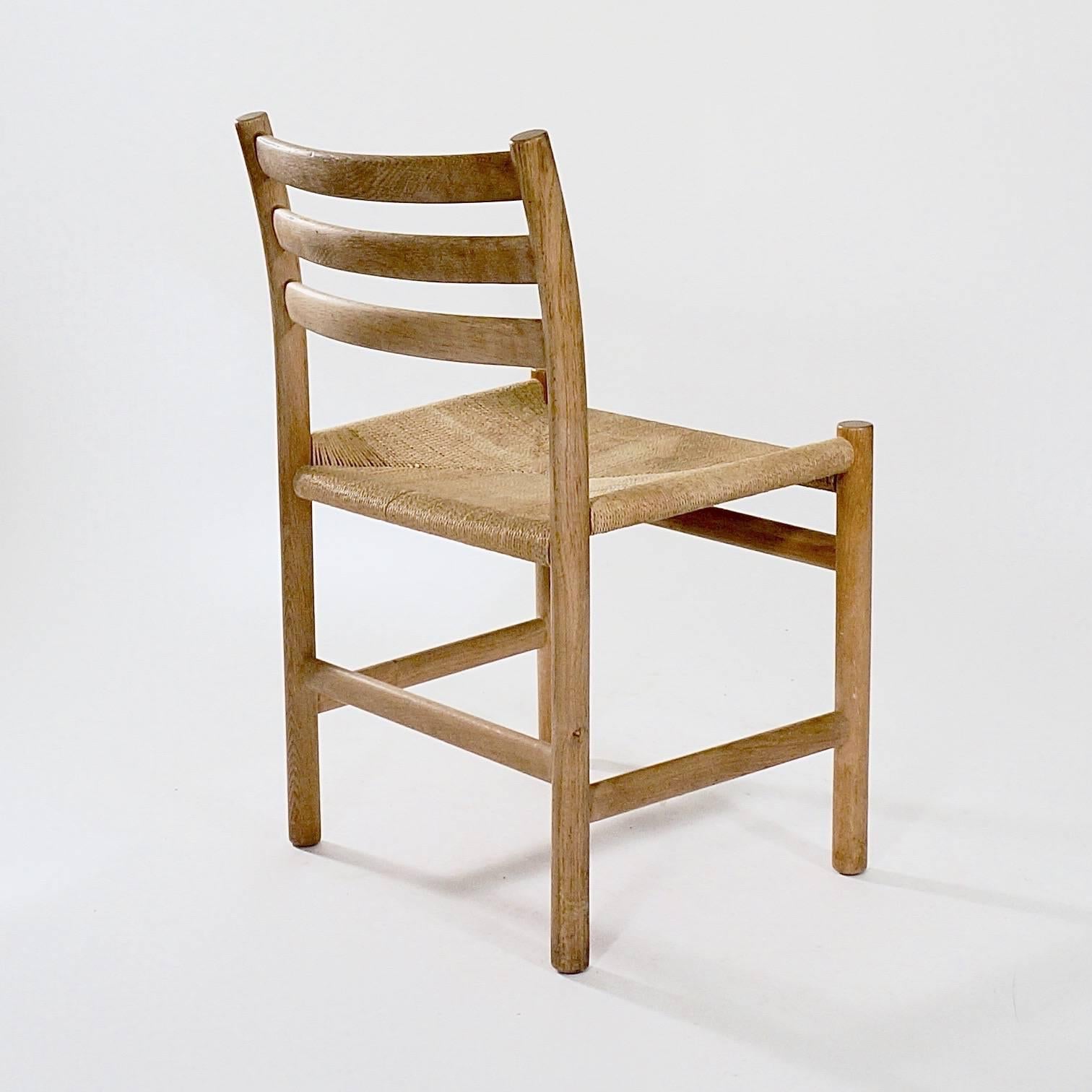 Danish Set of Four Oak Ladderback Dining Chairs by Poul Volther