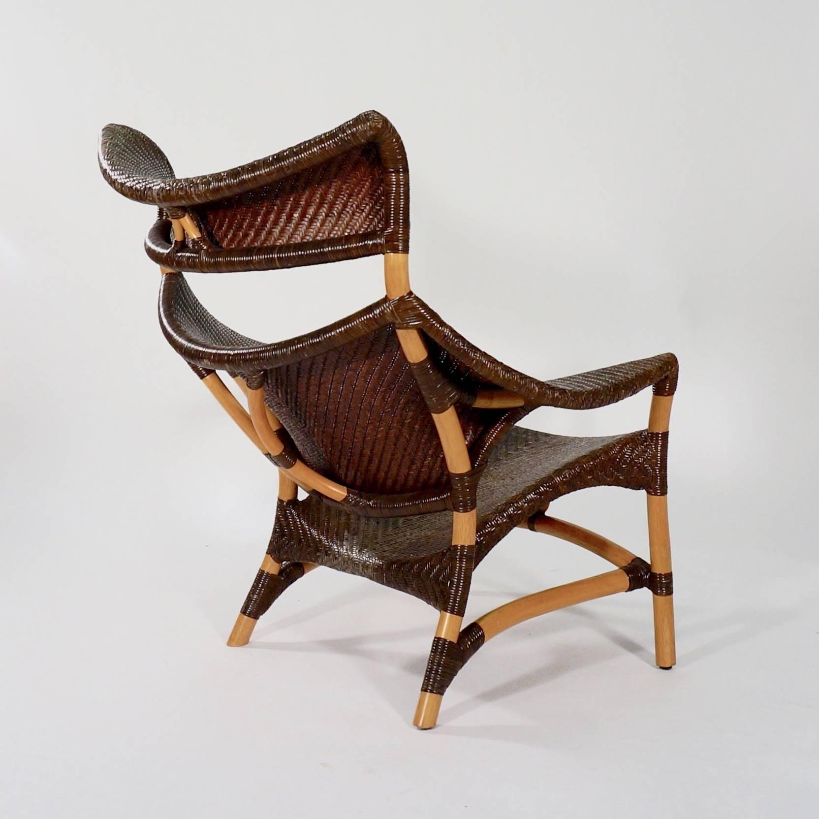 Lacquered Pair of CL-261 Woven Rattan Chairs by Yuzru Yamakawa