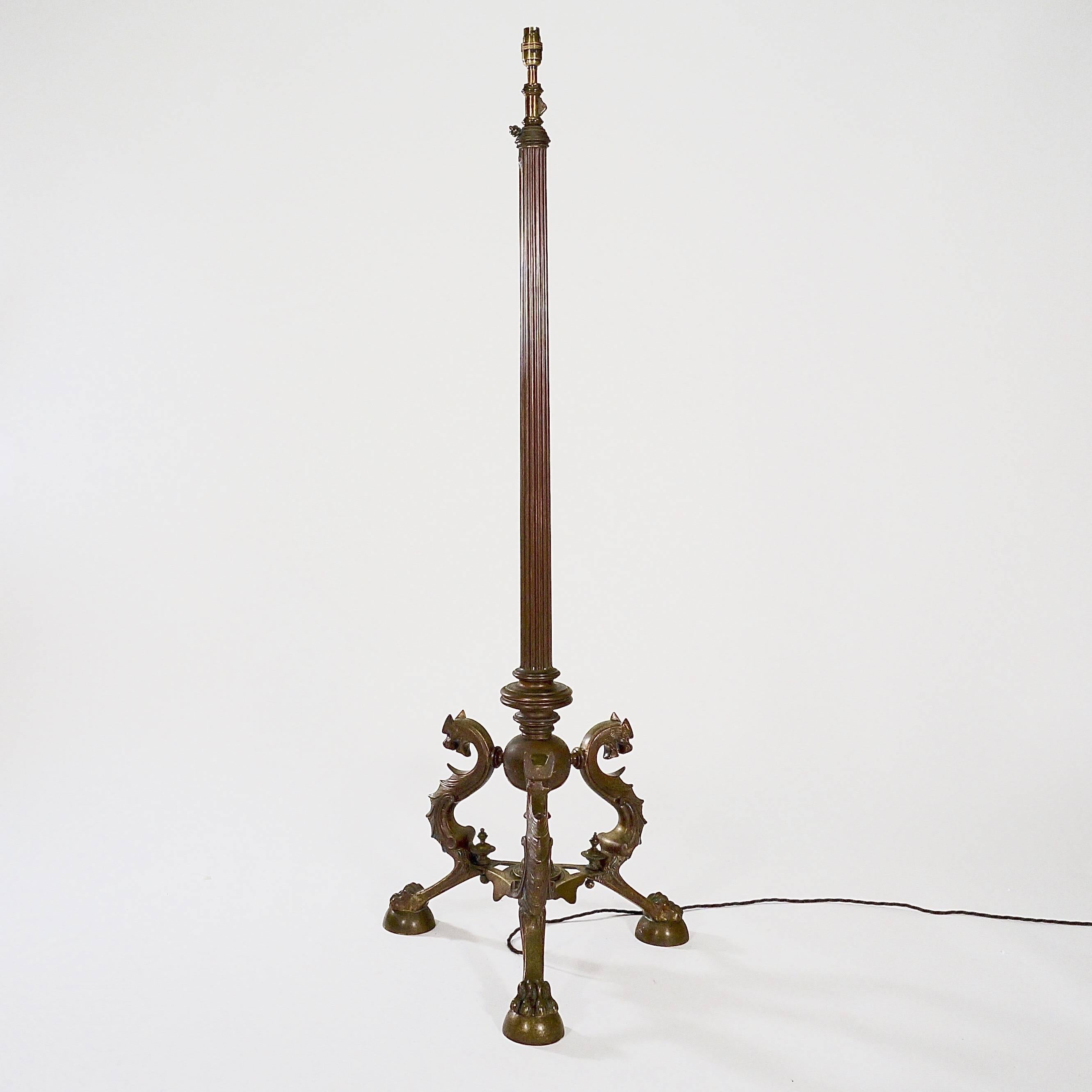 French Finely Cast Napoleon III Bronze Standard Lamp For Sale