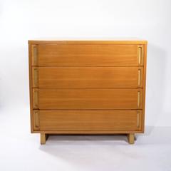 Large Maple Chest of Four Drawers with Glove Handles on Plinth Feet