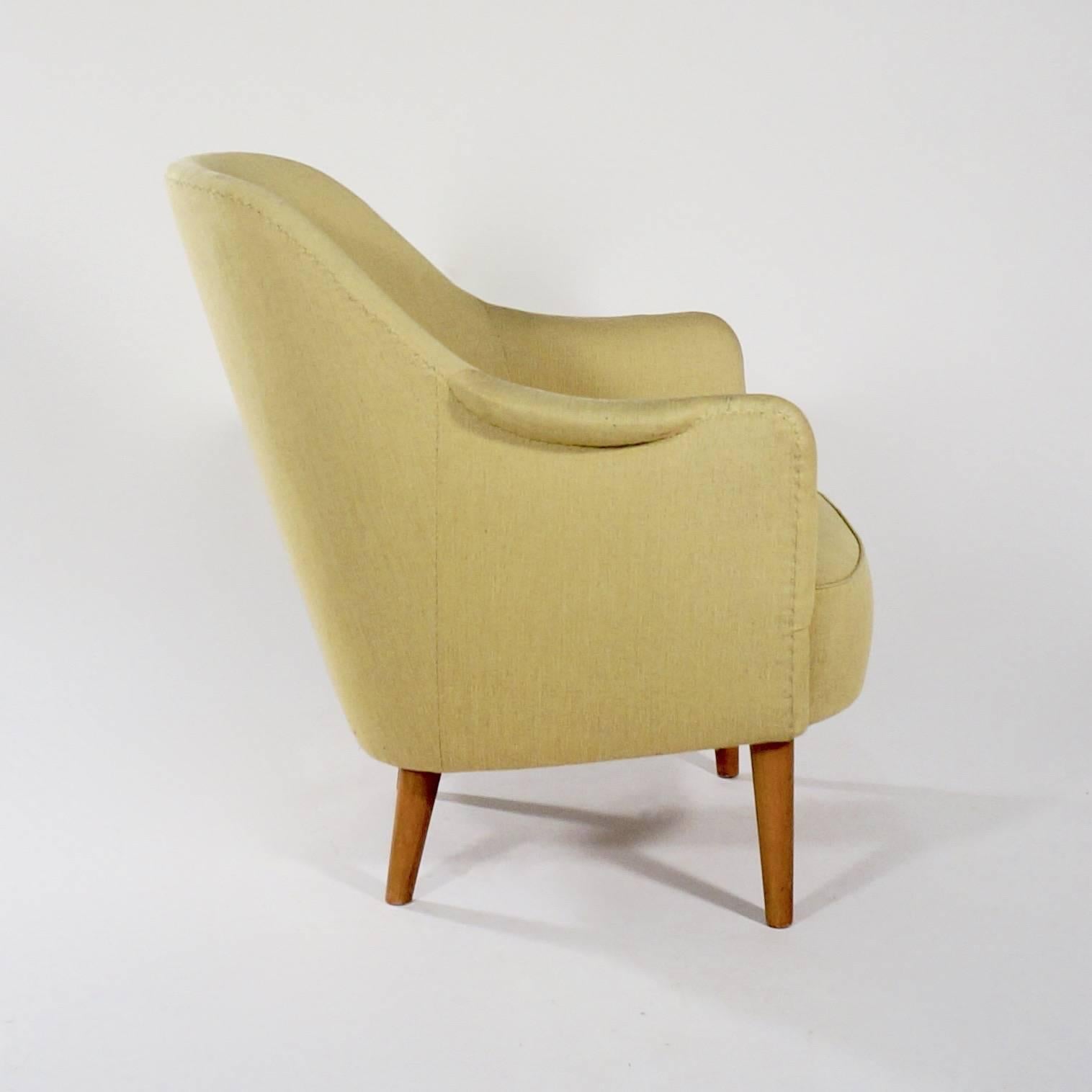 Scandinavian Modern Upholstered 'Sampsel' Chair by Carl Malmsten