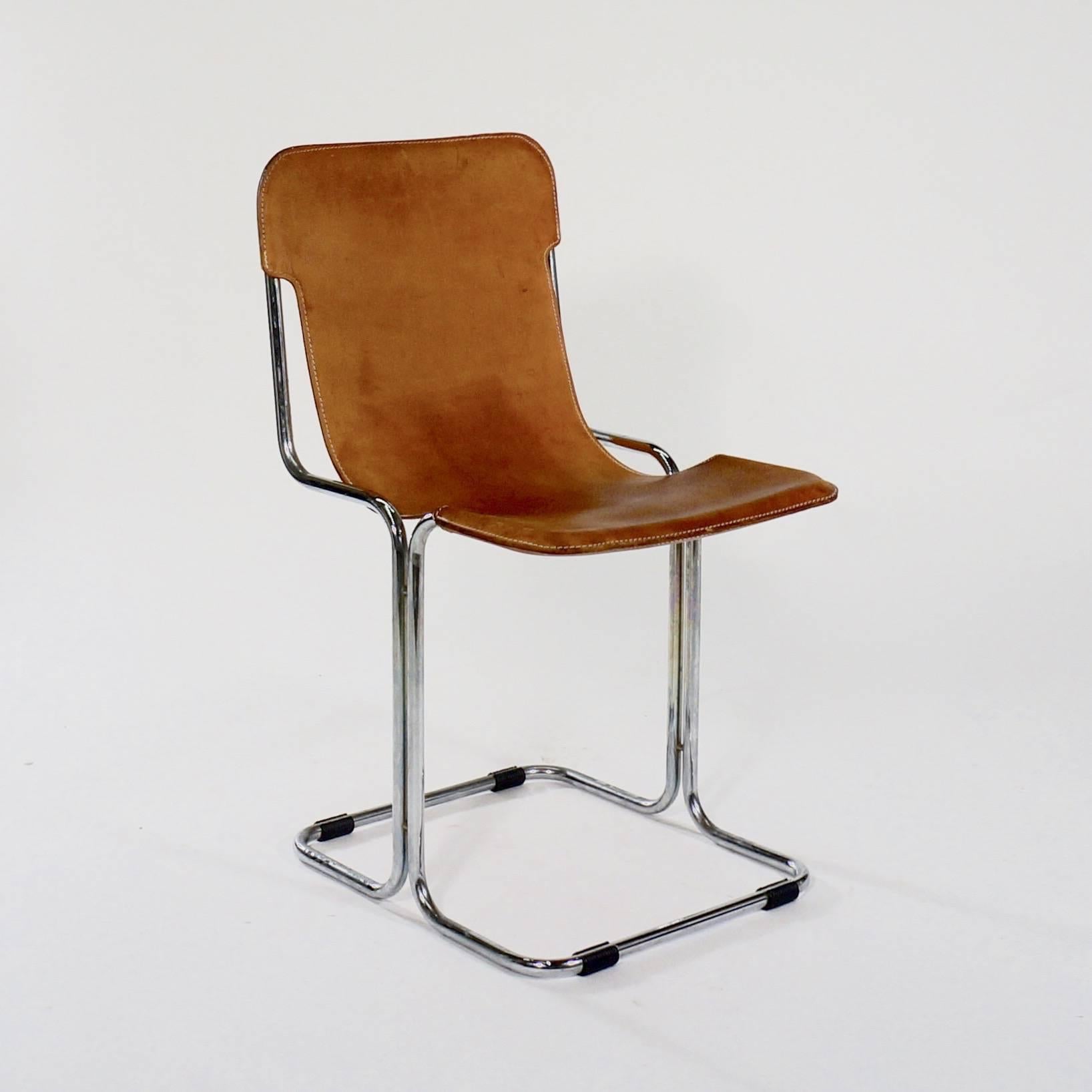 metal chair with leather seat