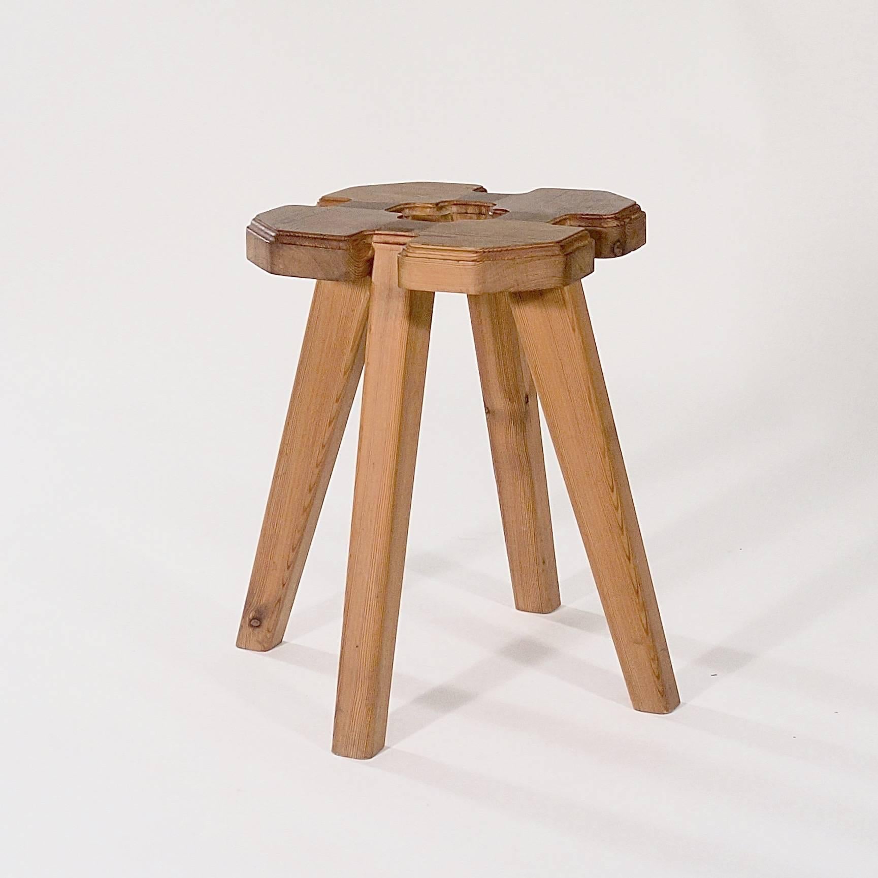 Scandinavian Modern Collection of Three Pitch Pine Stools