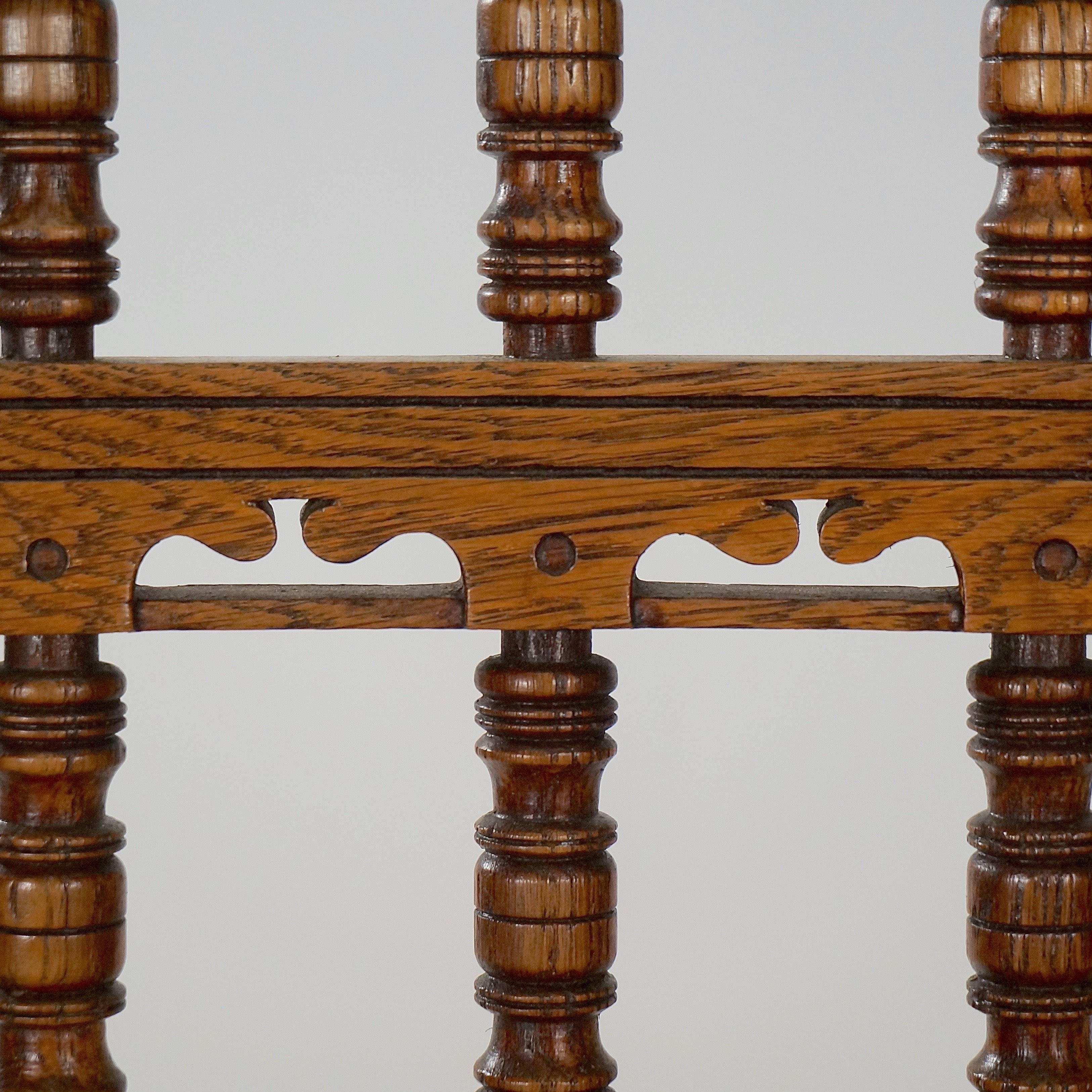Upholstery Set of Four Carved Oak Side Chairs by Bruce Talbert