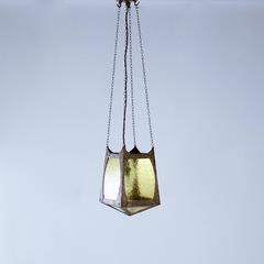 Small Arts & Crafts Metal and Glazed Lantern