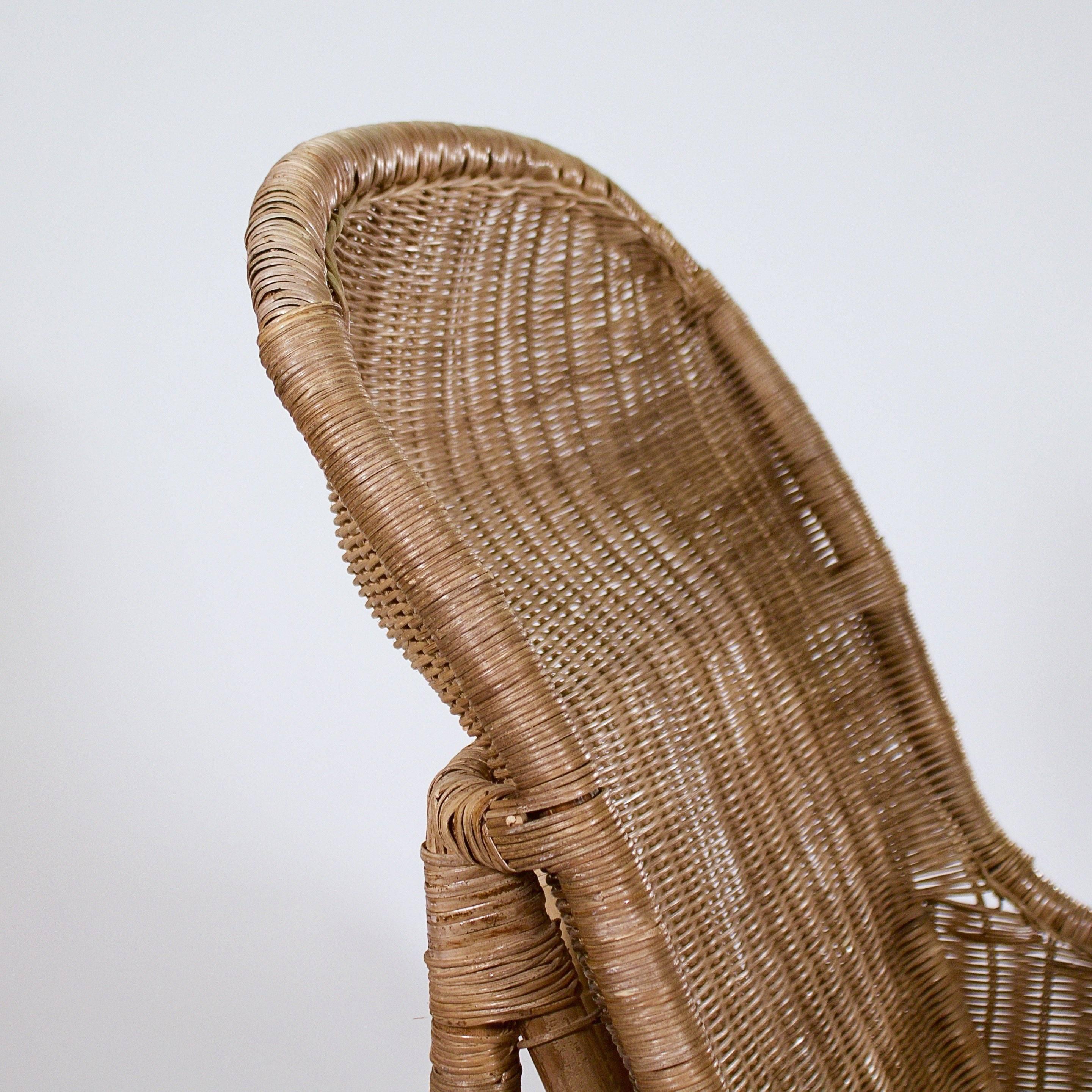 Woven Large Wicker and Cane Armchair
