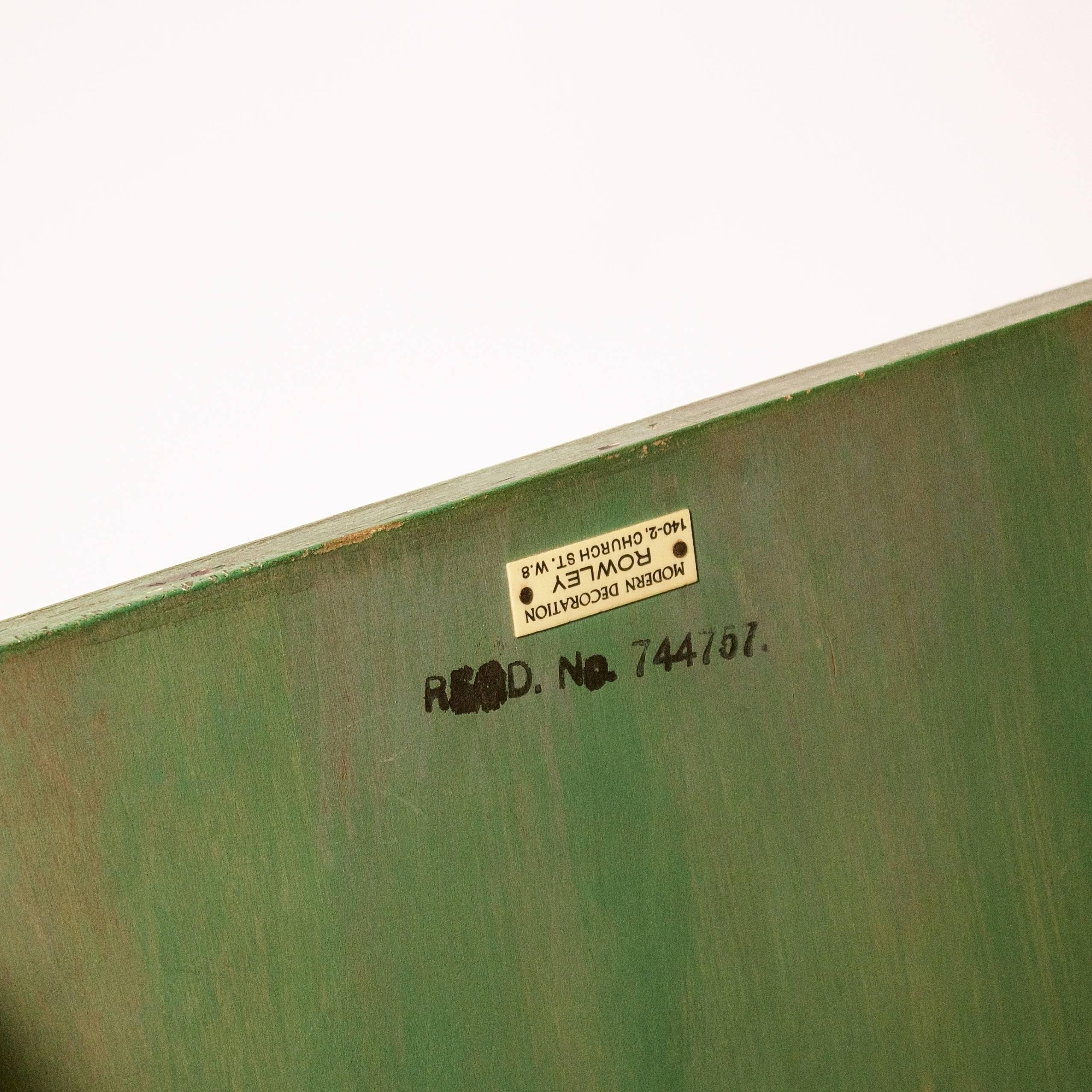 Hand-Painted Green Painted Wall-Mounted Student's Desk by the Rowley Gallery