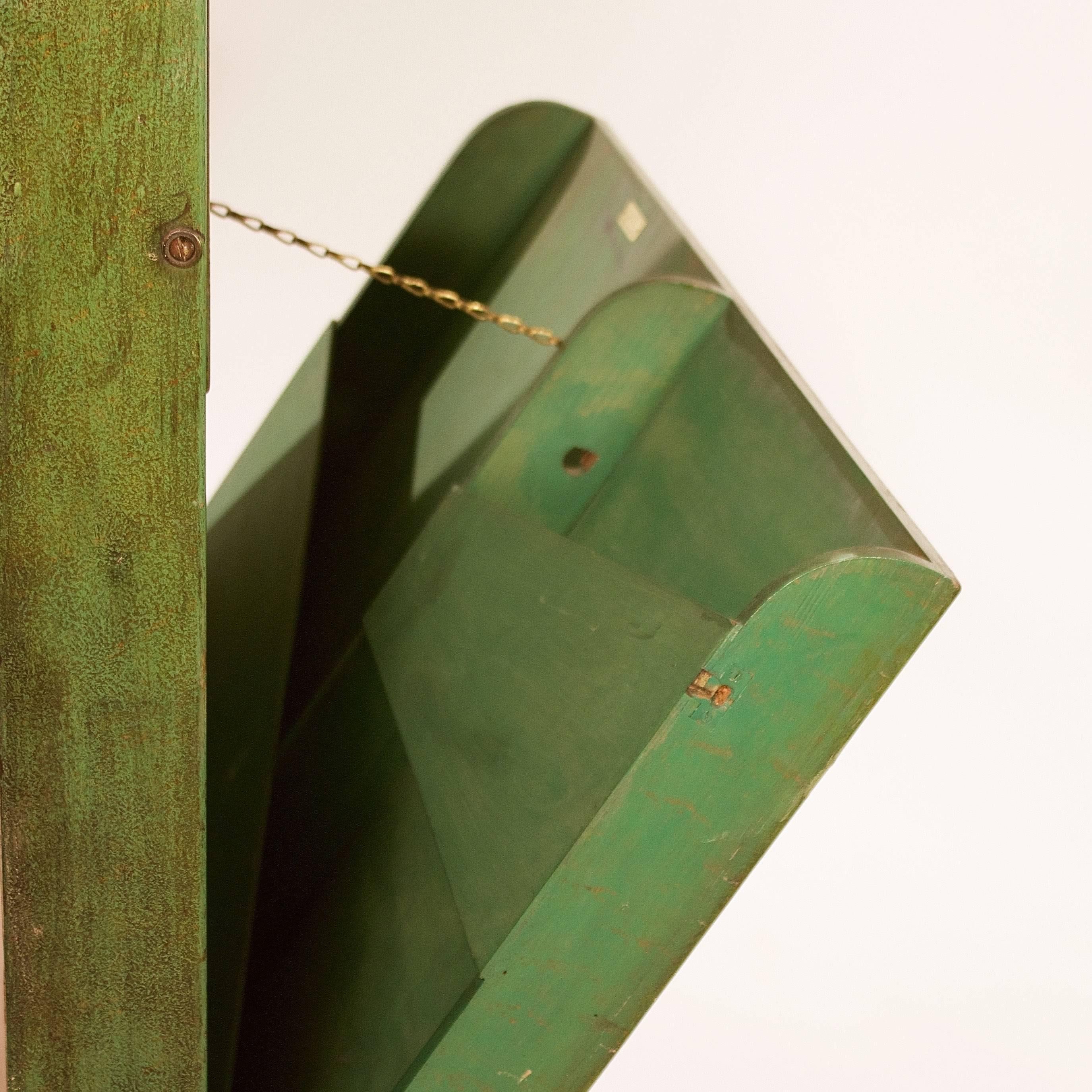 Mid-20th Century Green Painted Wall-Mounted Student's Desk by the Rowley Gallery