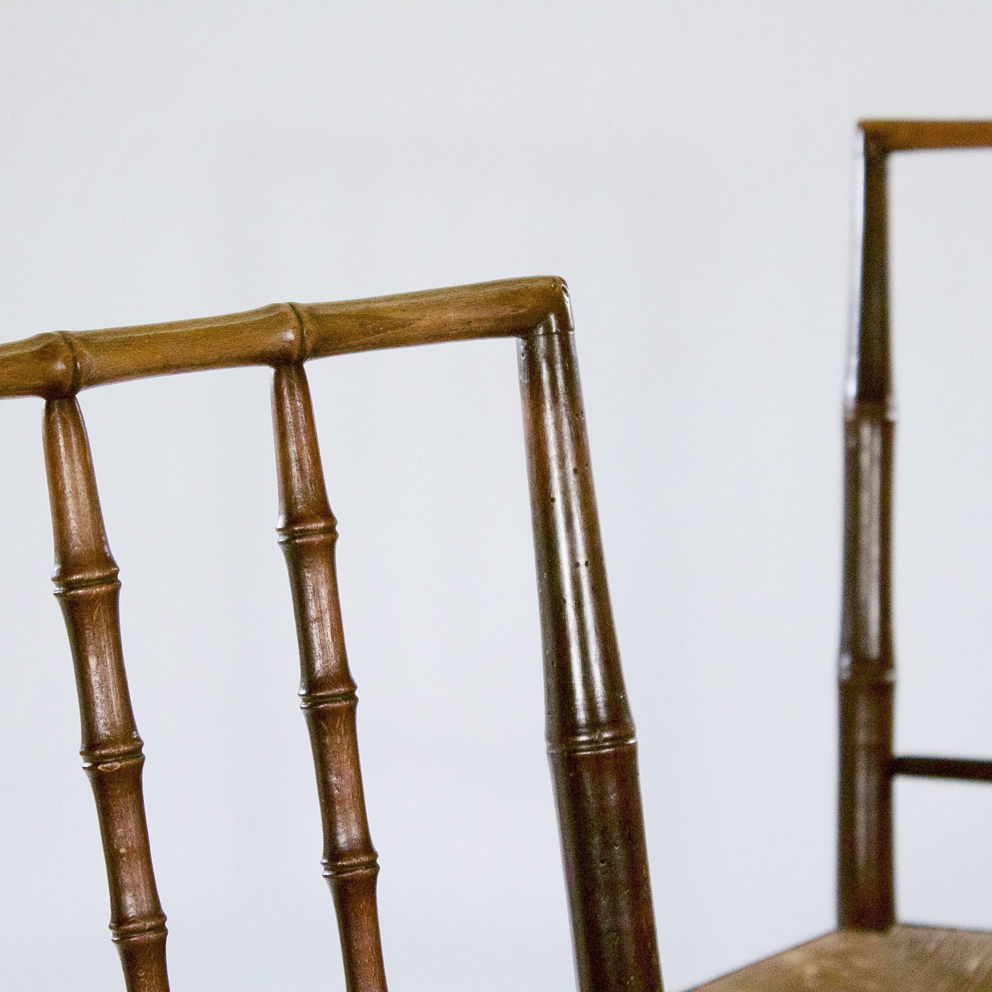 Early 19th Century Pair of George III Stained Beech Faux Bamboo Side Chairs