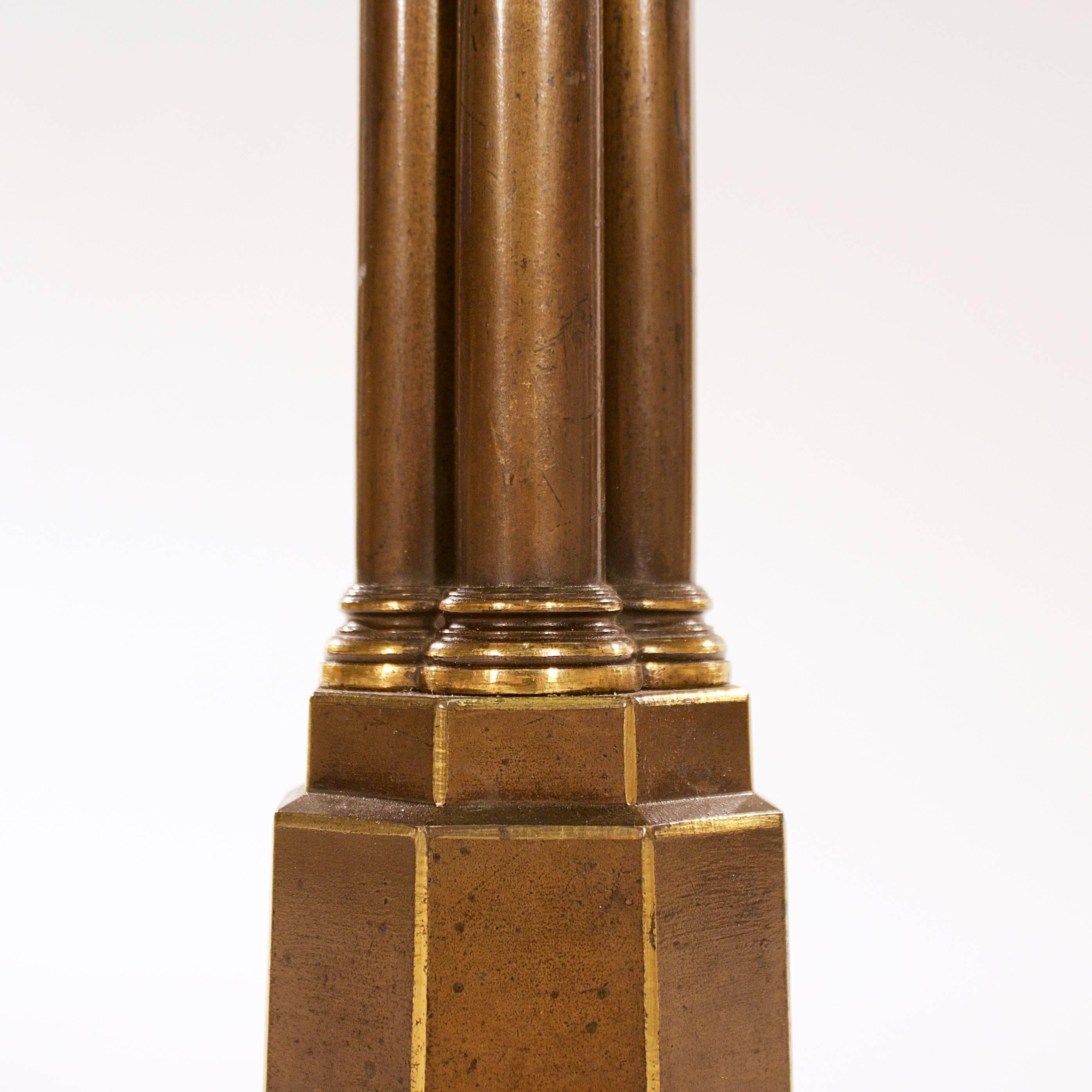 Early 19th Century George IV Gilt Brass Column Lamp