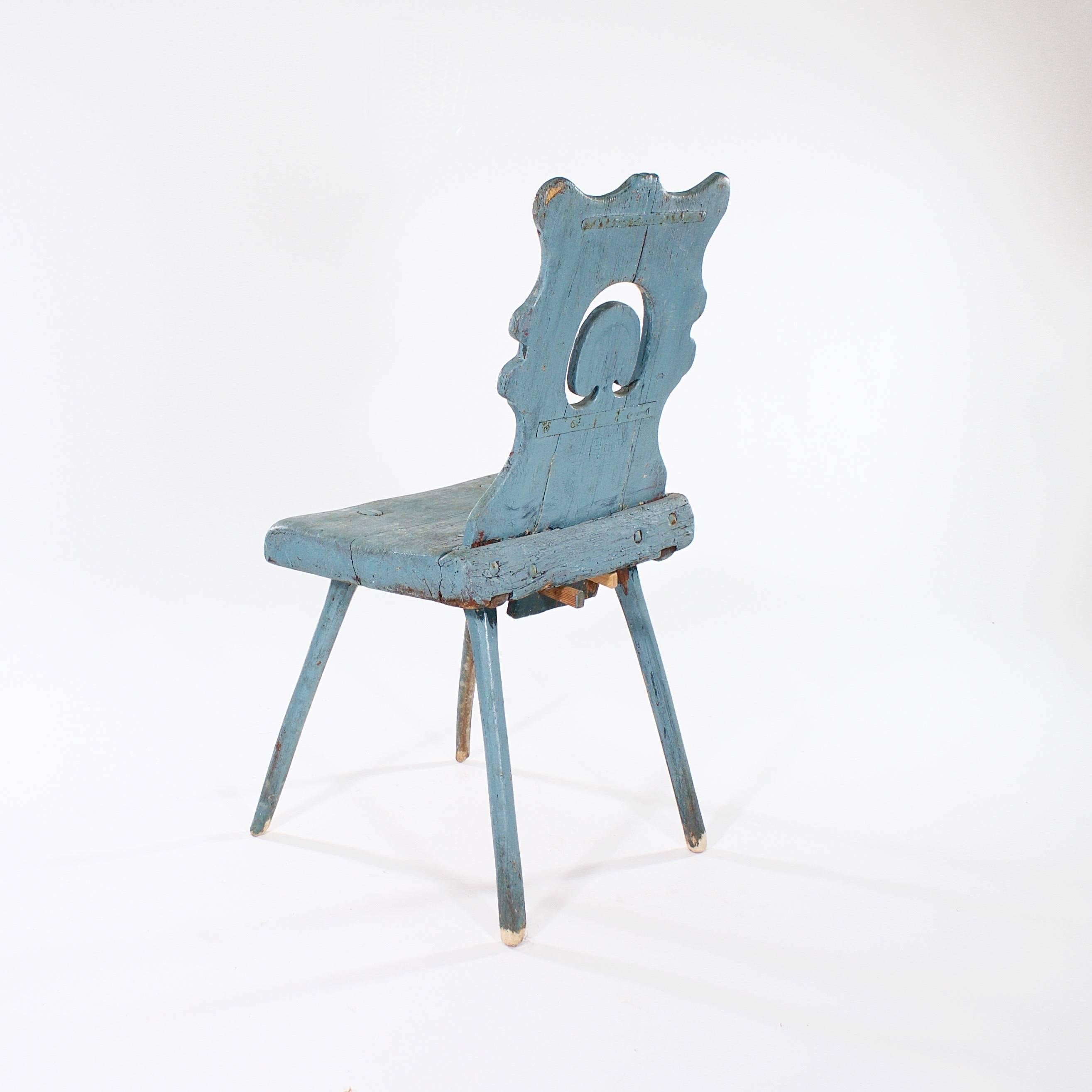 Swedish Rustic Painted Pine Folk Art Chair