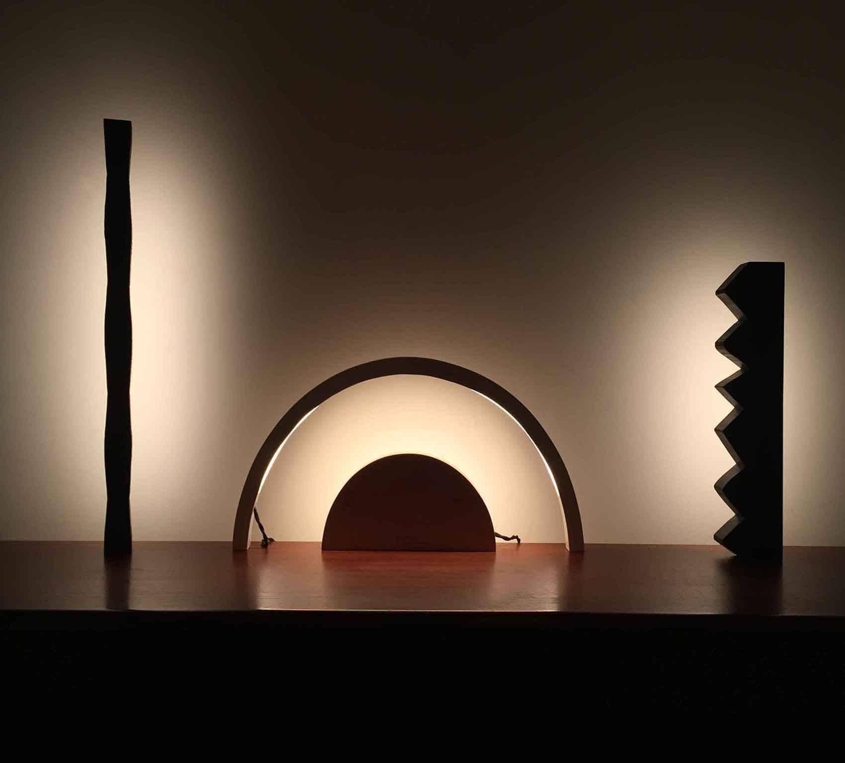 Chunky Zag Wenge LED Line Light Sculpture In New Condition In Brooklyn, NY