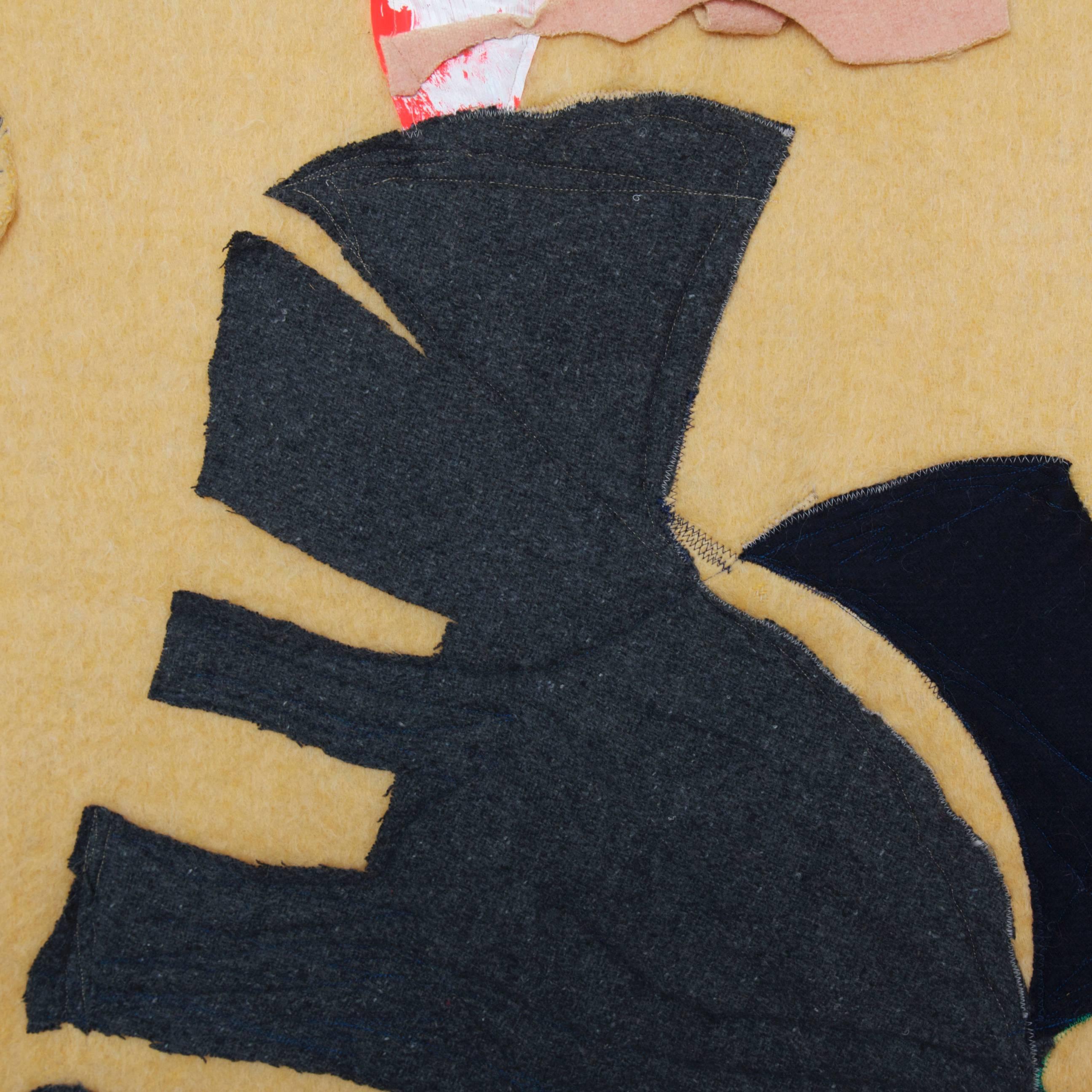 Réalisé en 2009 par Naomi Clark

Couverture en laine avec peinture et appliqué

Les tableaux en patchwork de Naomi Clark sont réalisés à partir de couvertures de camp vintage récupérées sur EBay, dans des marchés aux puces et des ventes de garage.