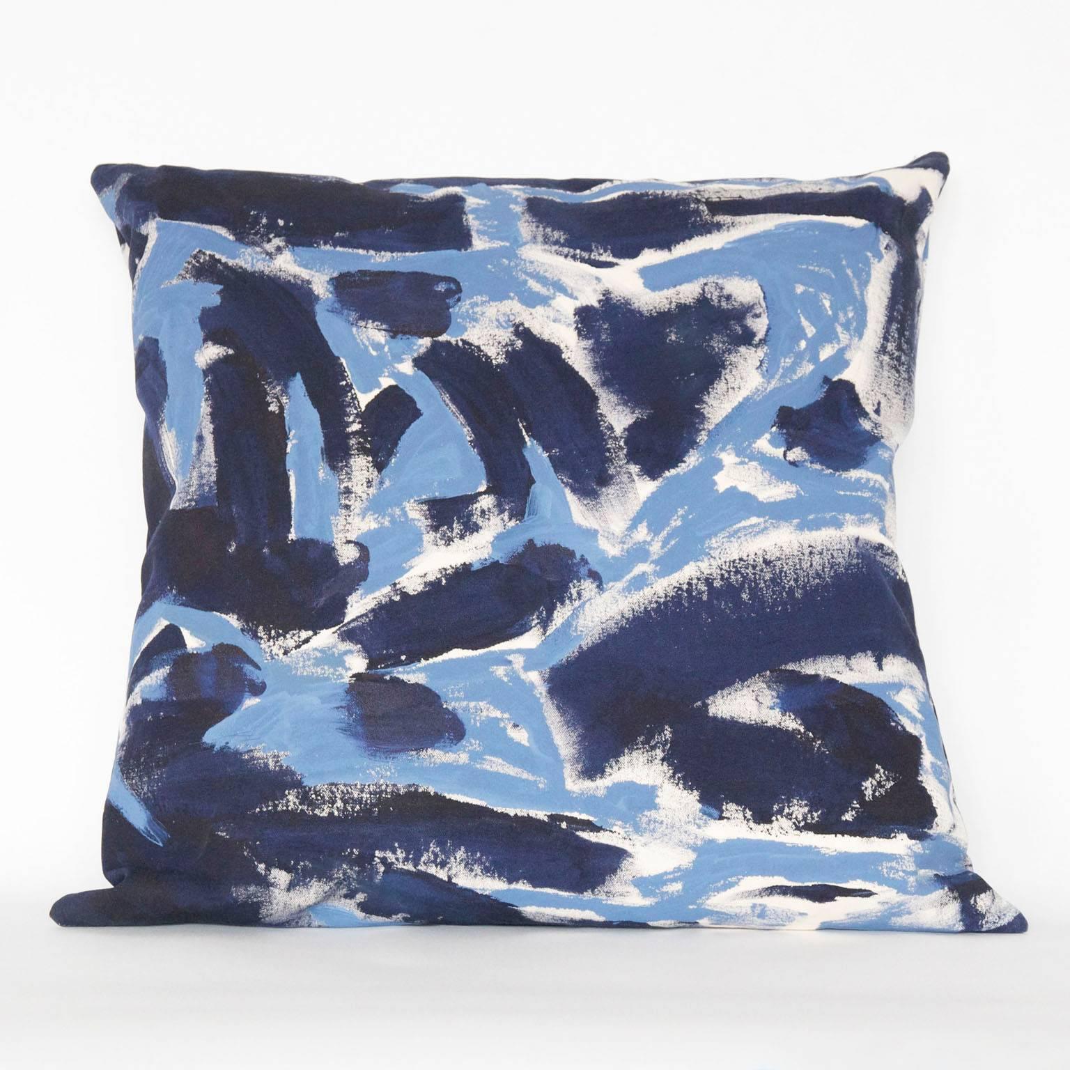 American Blue Two Hue Hand-Painted Canvas Floor Cushion