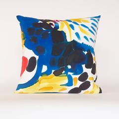 Hand-Painted Parrot Silk Charmeuse Square Pillow