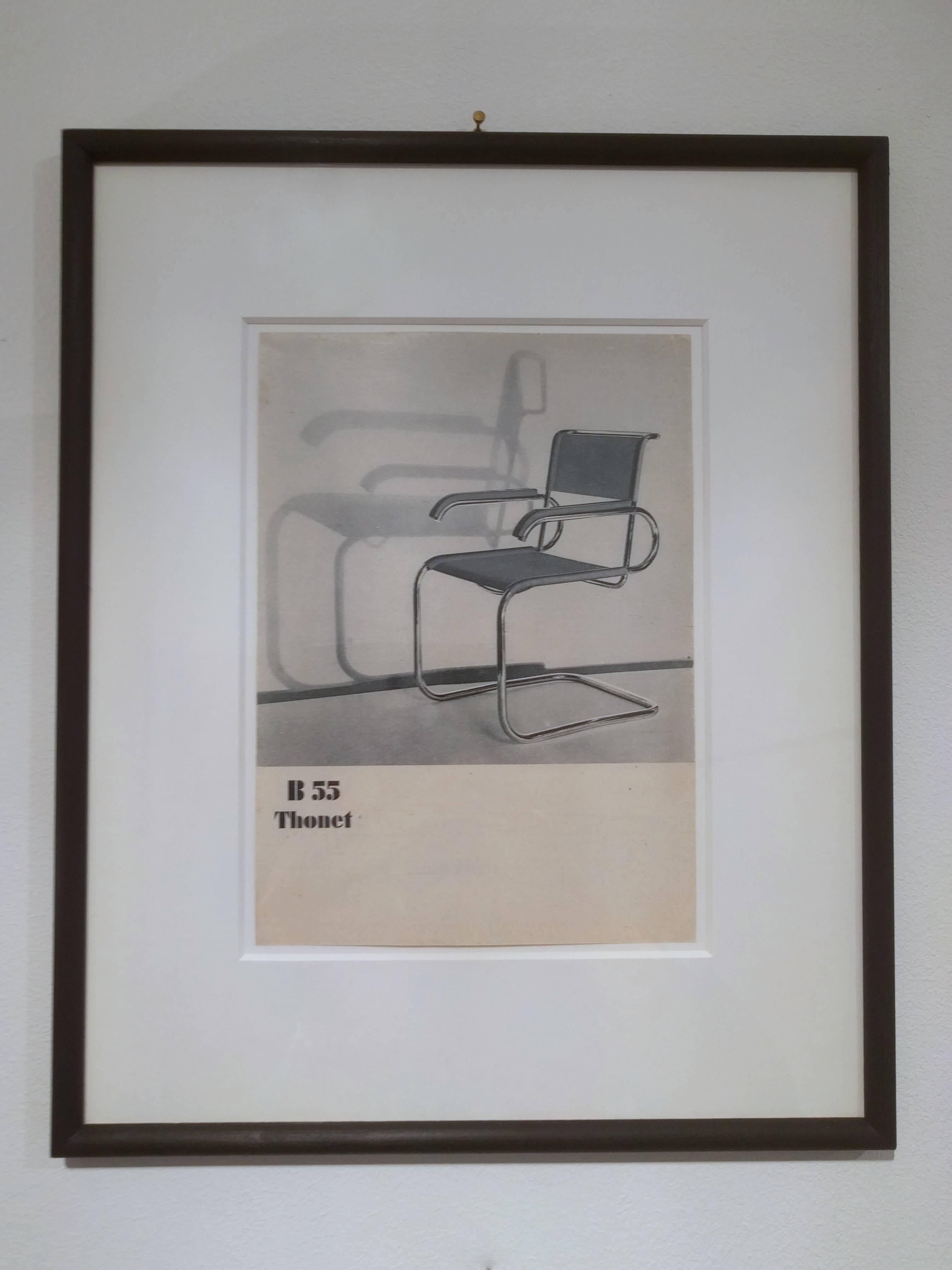 Early 20th Century Framed Cards from the Original Thonet Katalog Stahlrohrmöbel Bauhaus For Sale