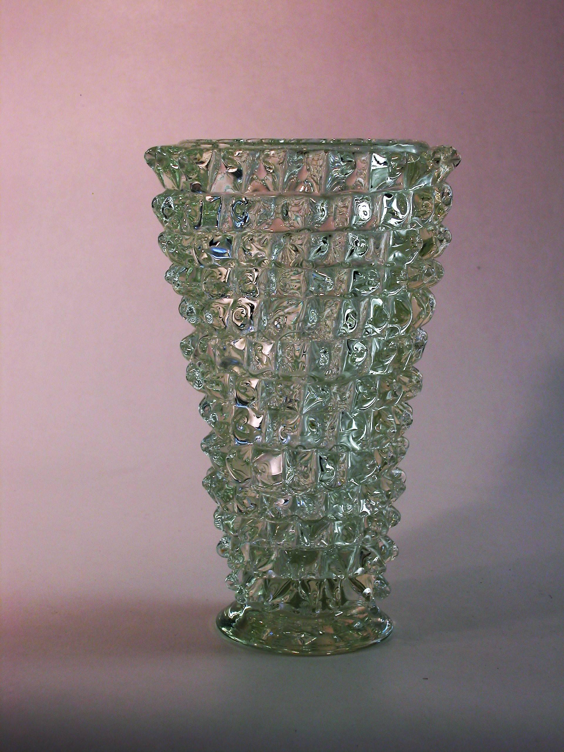 Mid-Century Modern Vase Ercole Barovier, Murano, circa 1940 Rostrato Technique For Sale