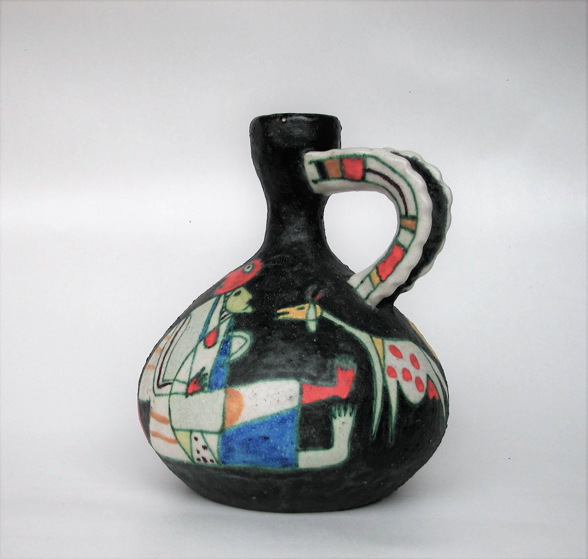 Italian Impressive and Large Guido Gambone Pitcher For Sale
