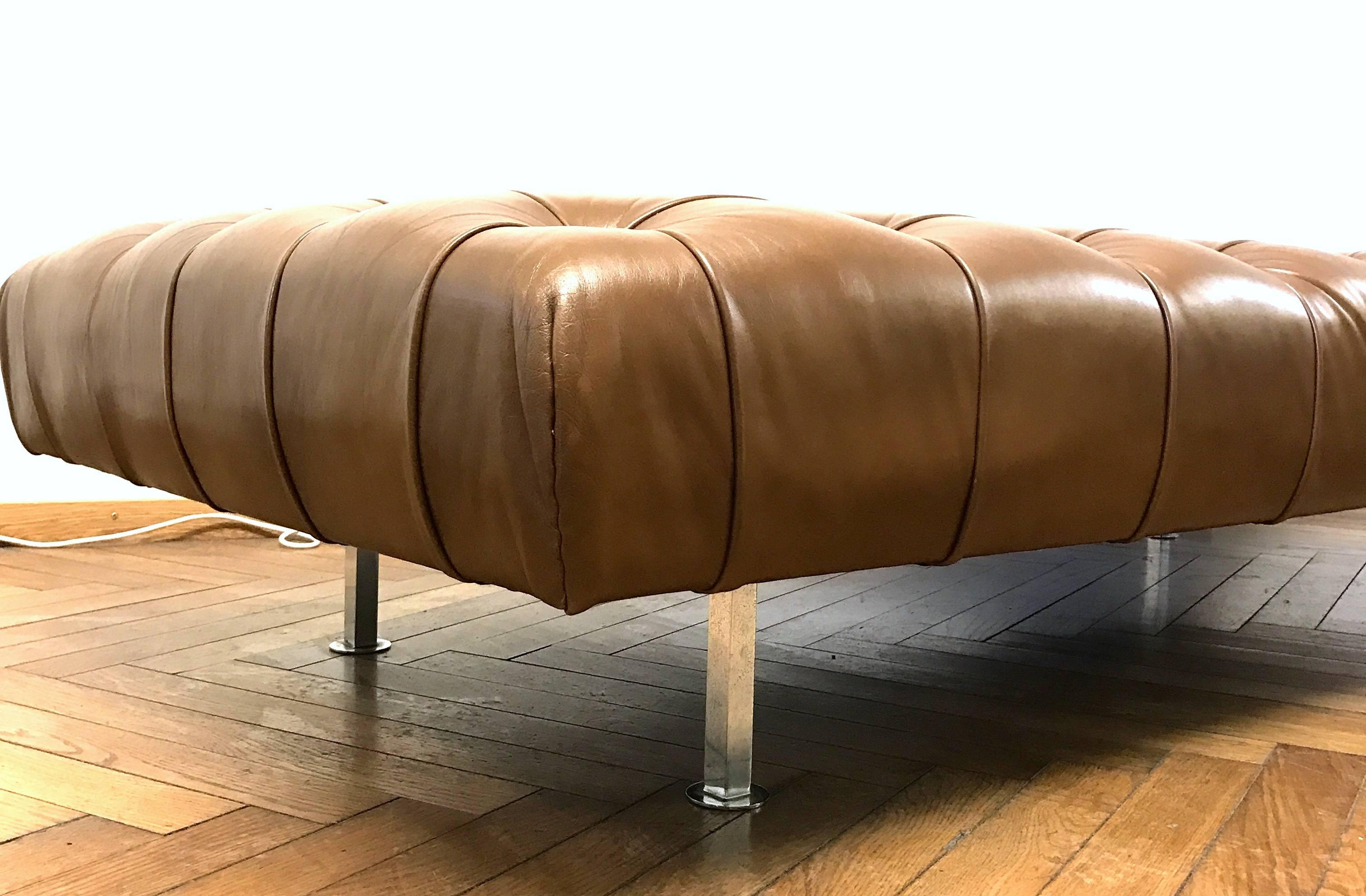 Swiss Daybed Robert & Trix Haussmann Attributed, Leather with Beautiful Patina