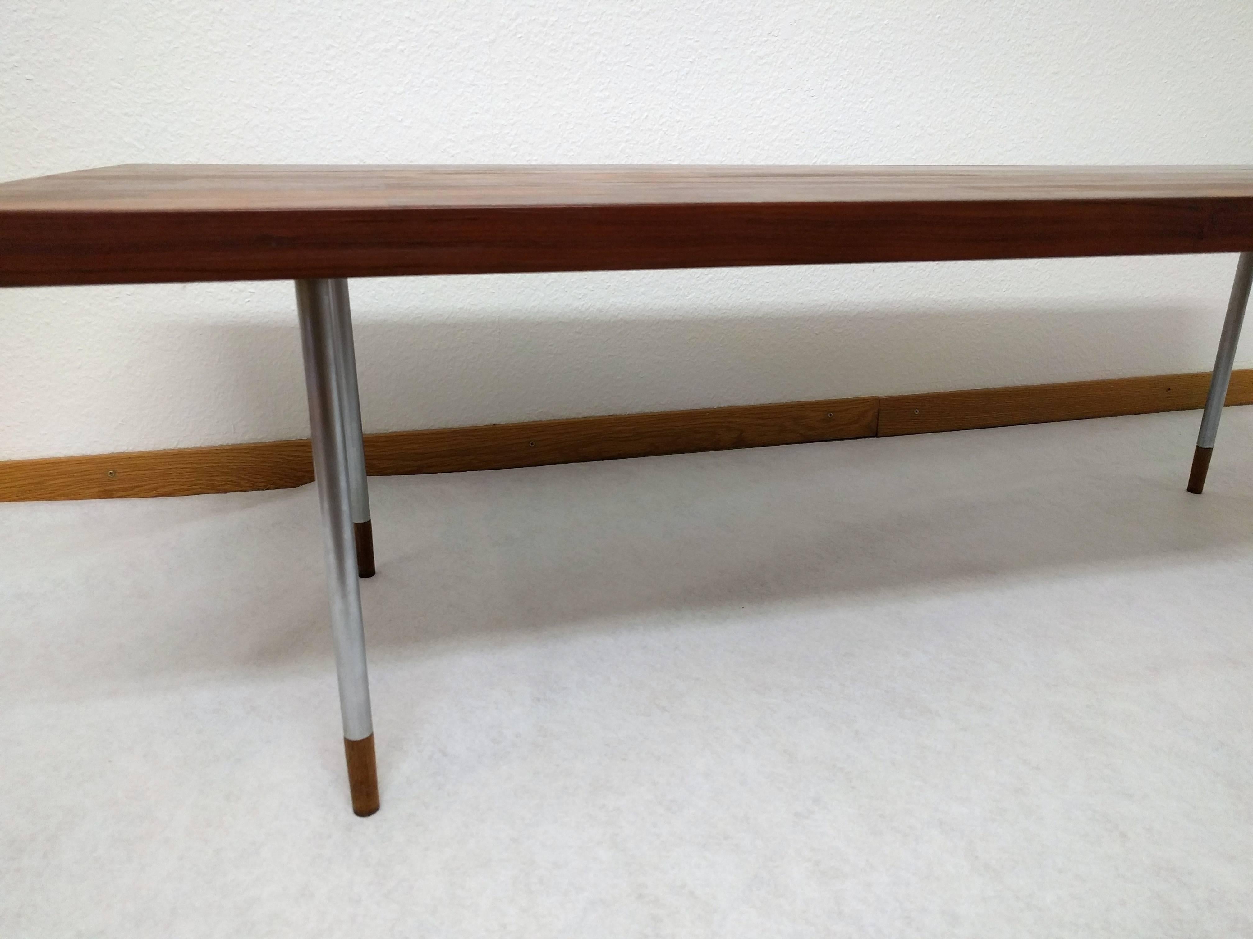 Scandinavian Rosewood and Chrome Coffee Table In Excellent Condition For Sale In Bern, CH