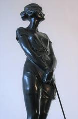 'Girl with Riding Crop, Easy Rider', Art Deco Bronze Sculpture by Bruno Zach