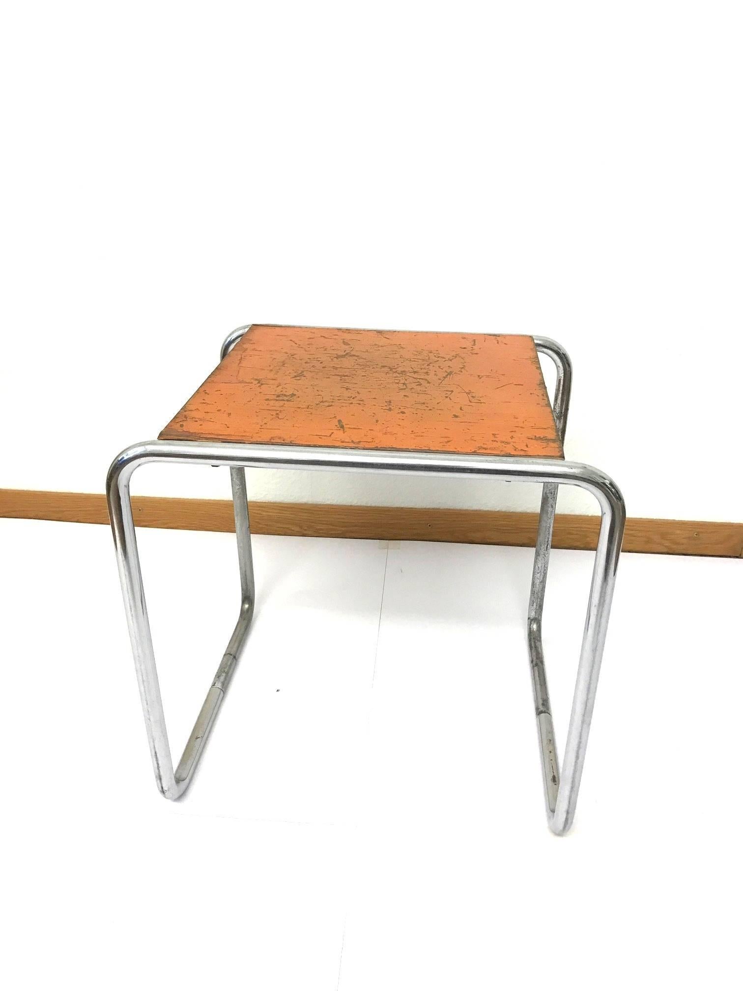 Very Rare Orange B9 Table, Marcel Breuer Thonet Bauhaus In Good Condition In Bern, CH