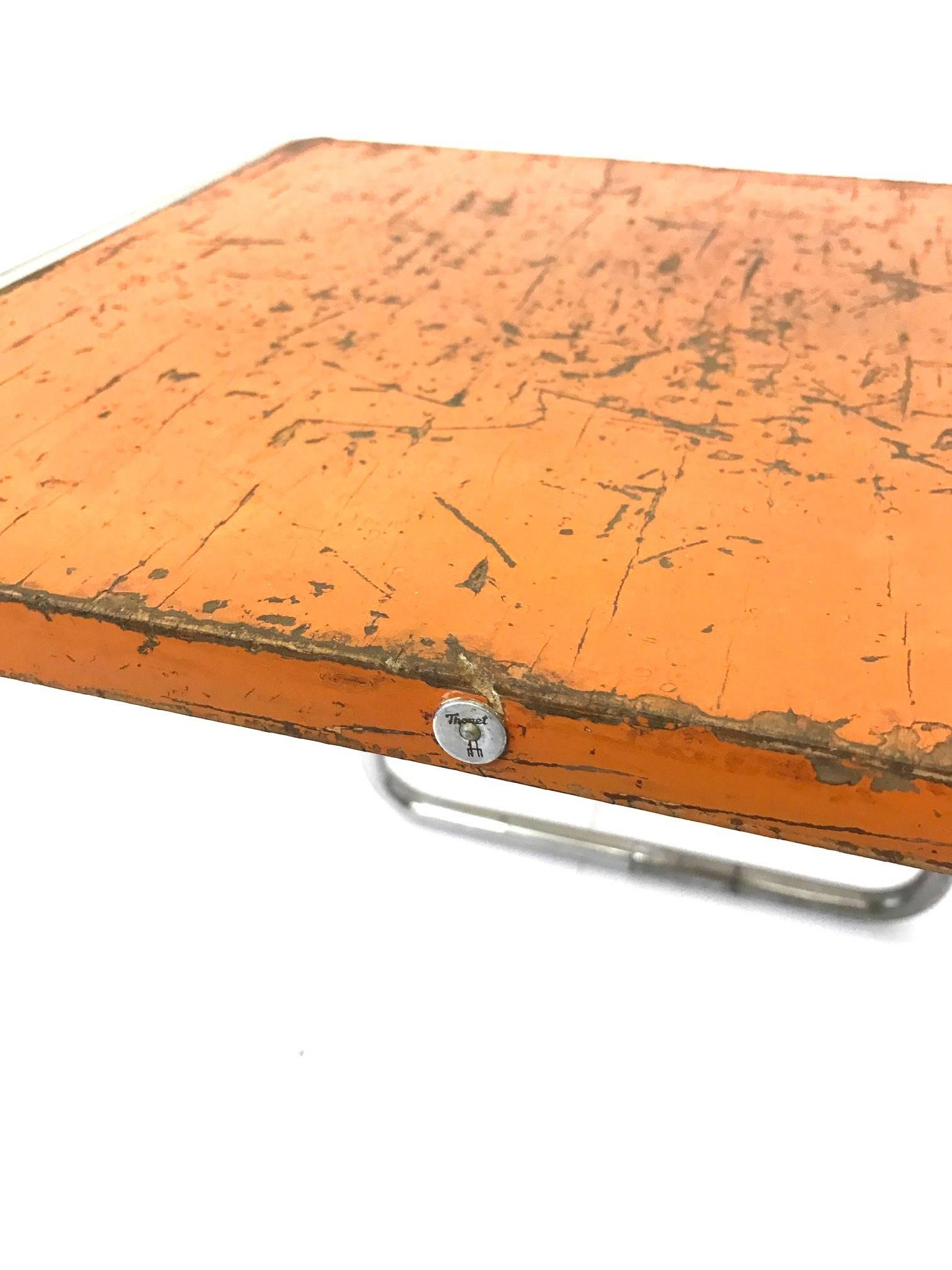 Mid-20th Century Very Rare Orange B9 Table, Marcel Breuer Thonet Bauhaus