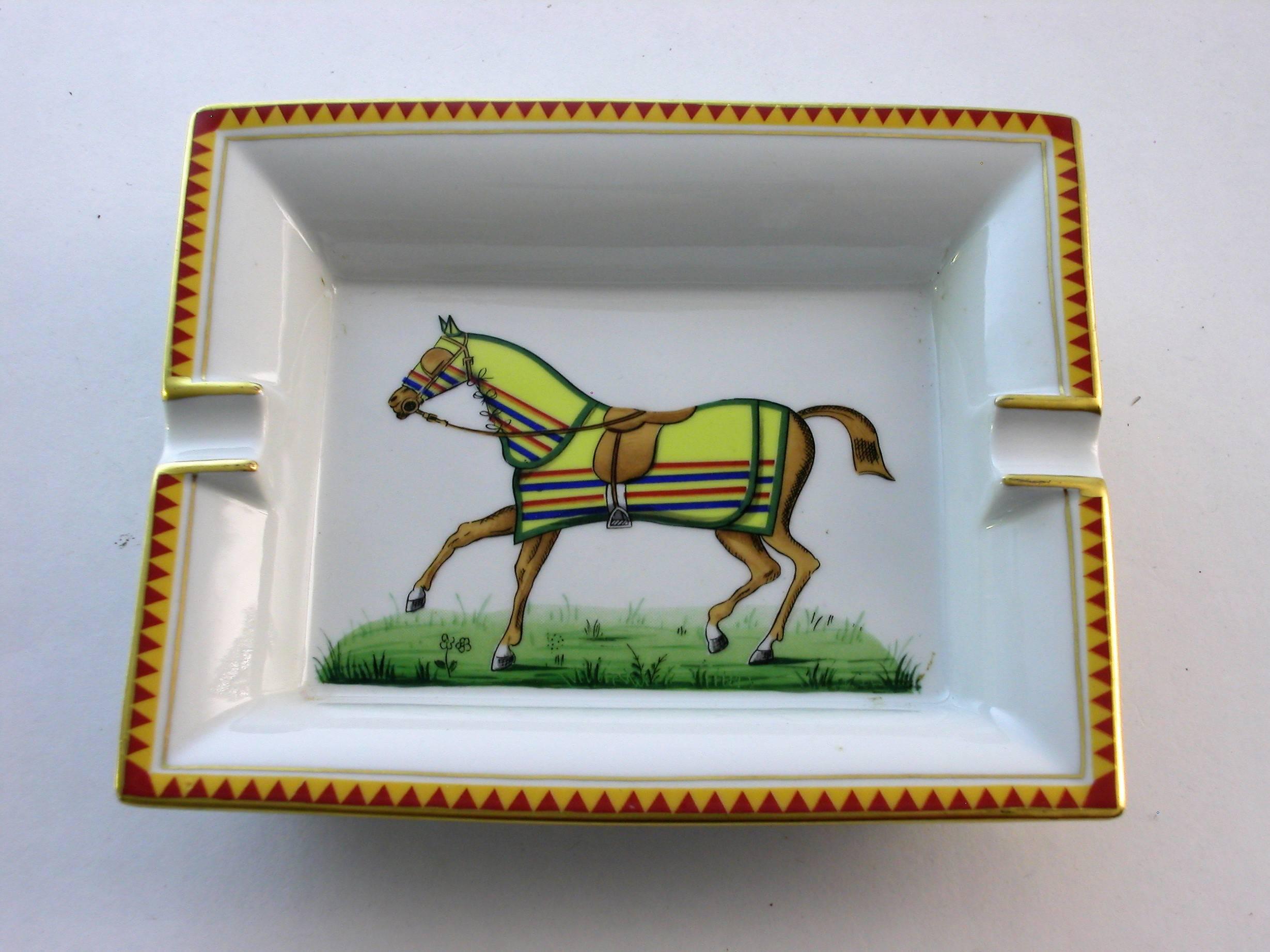 Hermès Paris, Ashtray with Horse, Hand-Painted 1