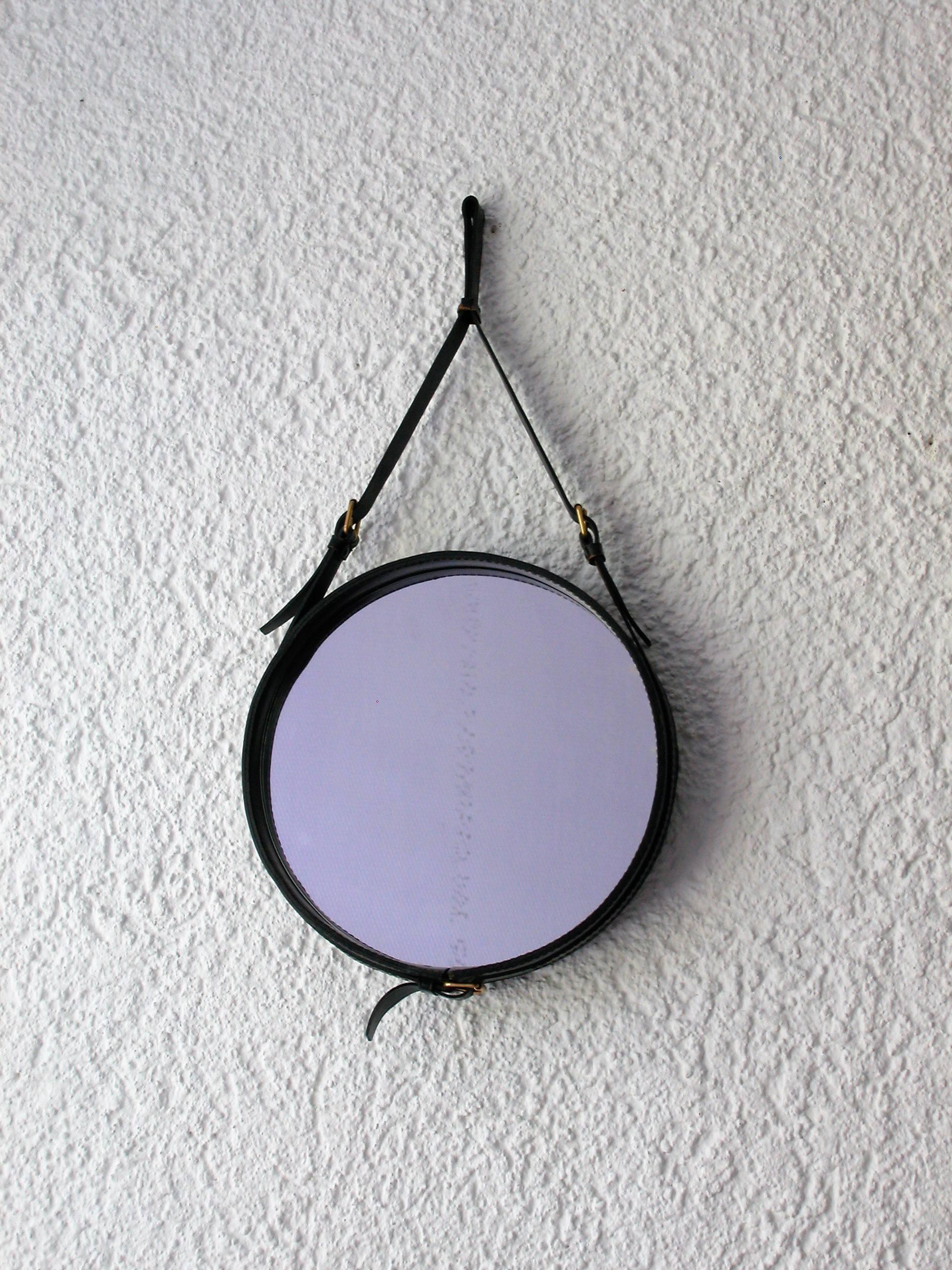 Original Mid-Century Mirror by Jacques Adnet, 1950 For Sale 3