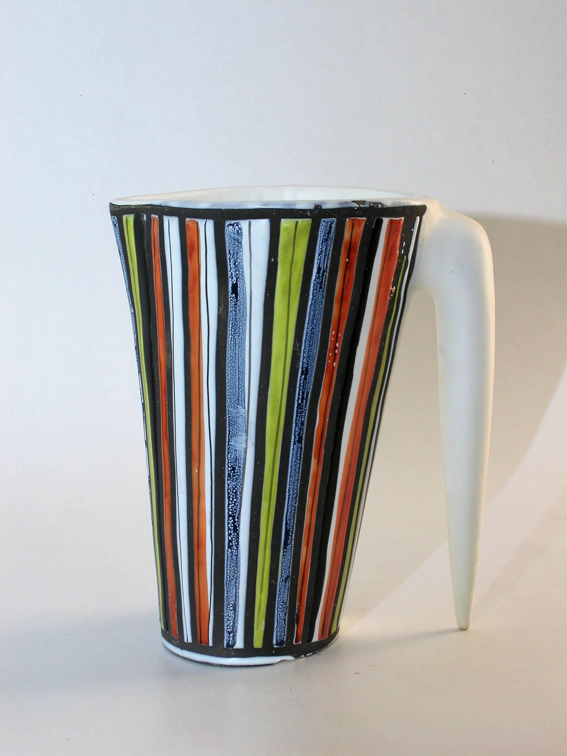 Mid-20th Century Roger Capron, a Set of Six Cups with Pitcher, circa 1960 For Sale