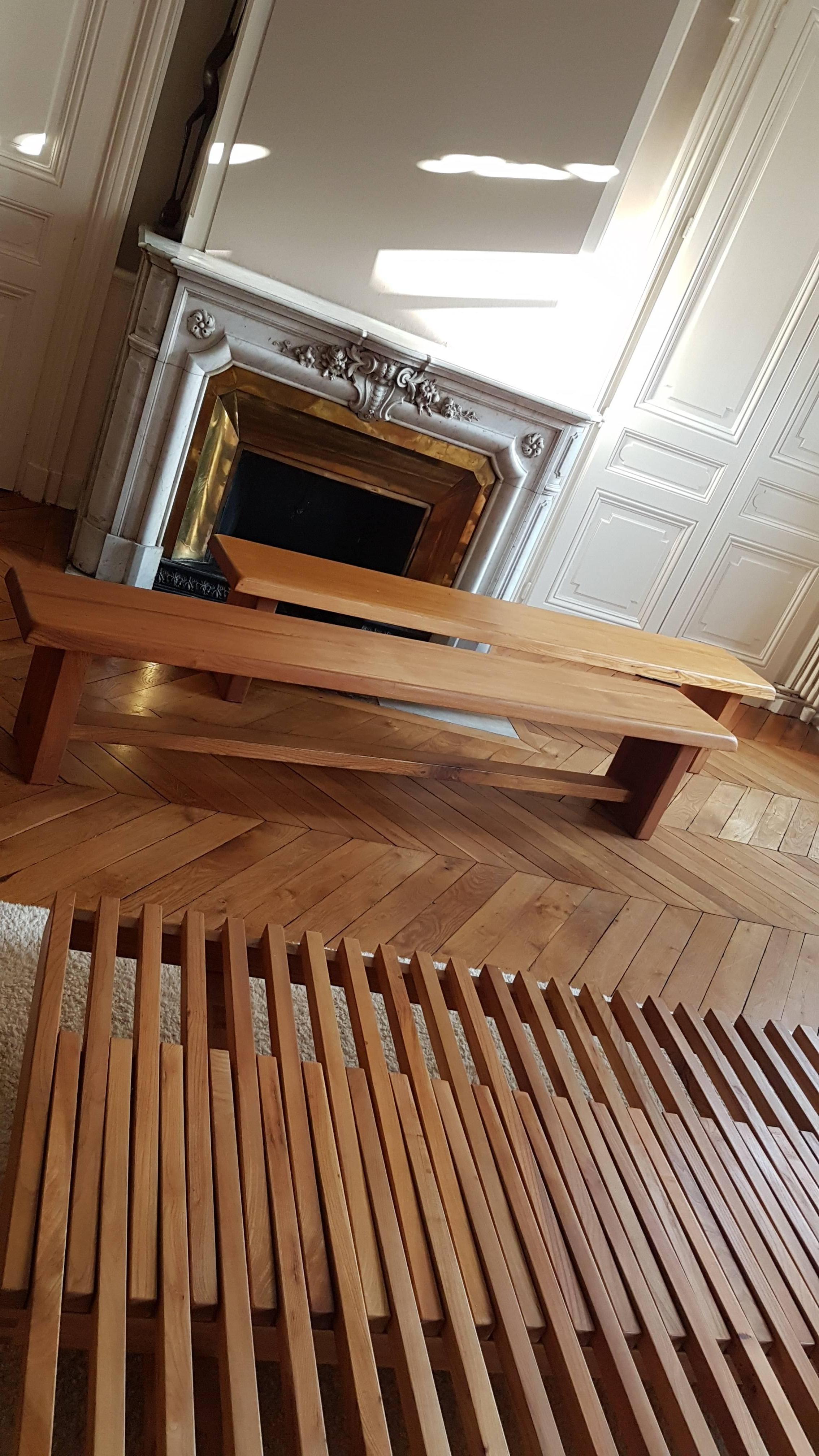 Mid-20th Century Two Benches from Pierre Chapo from 1968 Elm in French