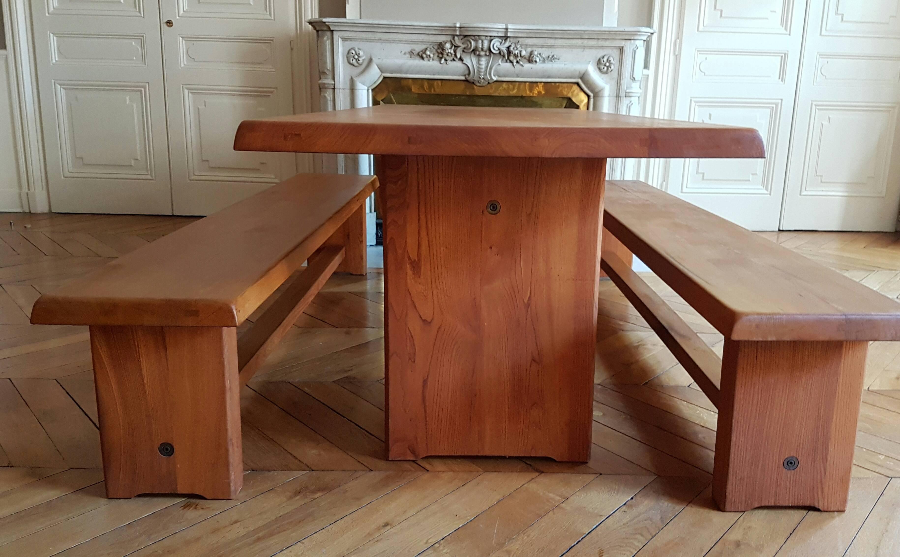 Two Benches from Pierre Chapo from 1968 Elm in French 1