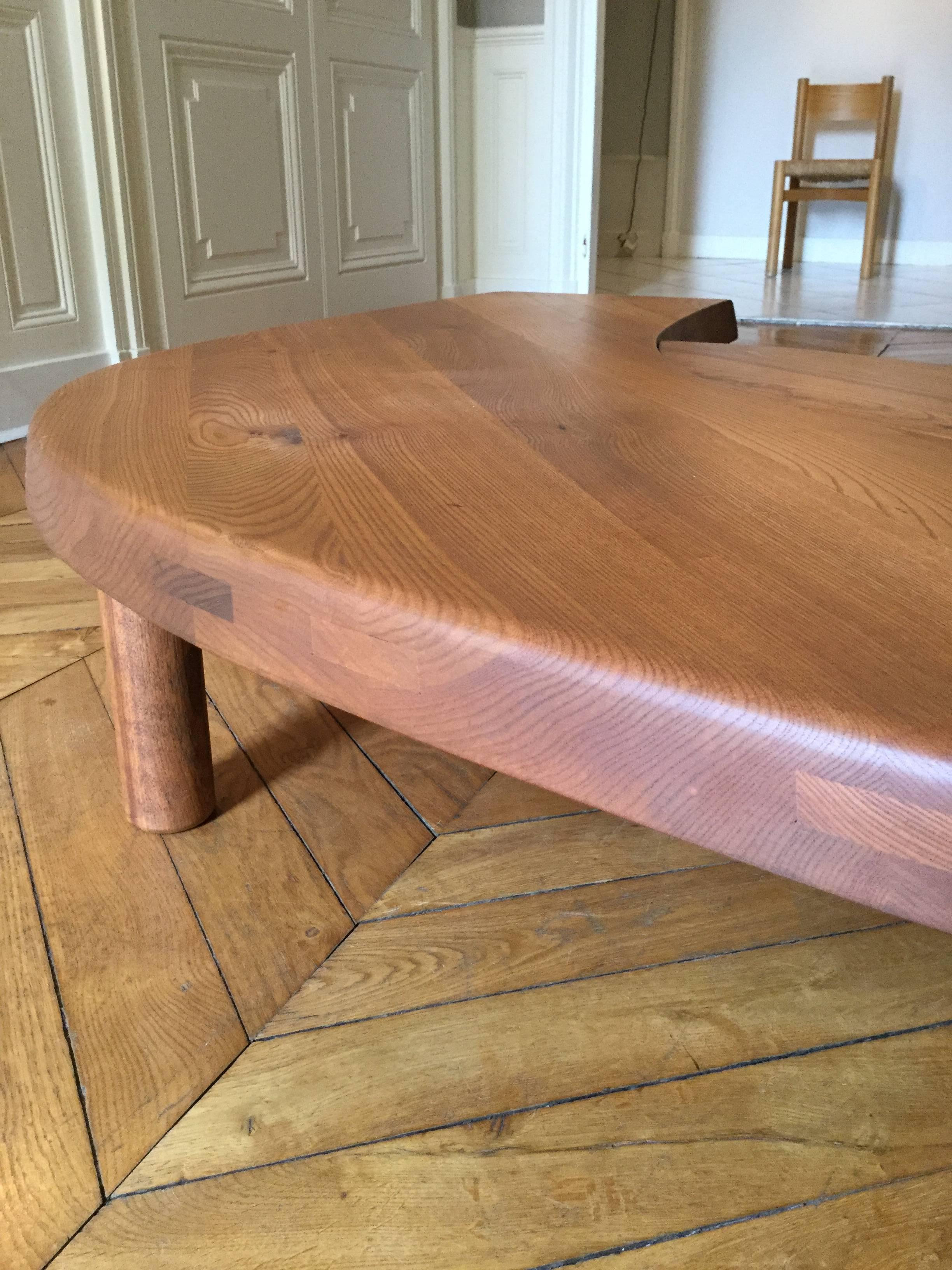 Mid-20th Century Pierre Chapo Model T 22C L'oeuil Elm Coffee Table, 1968