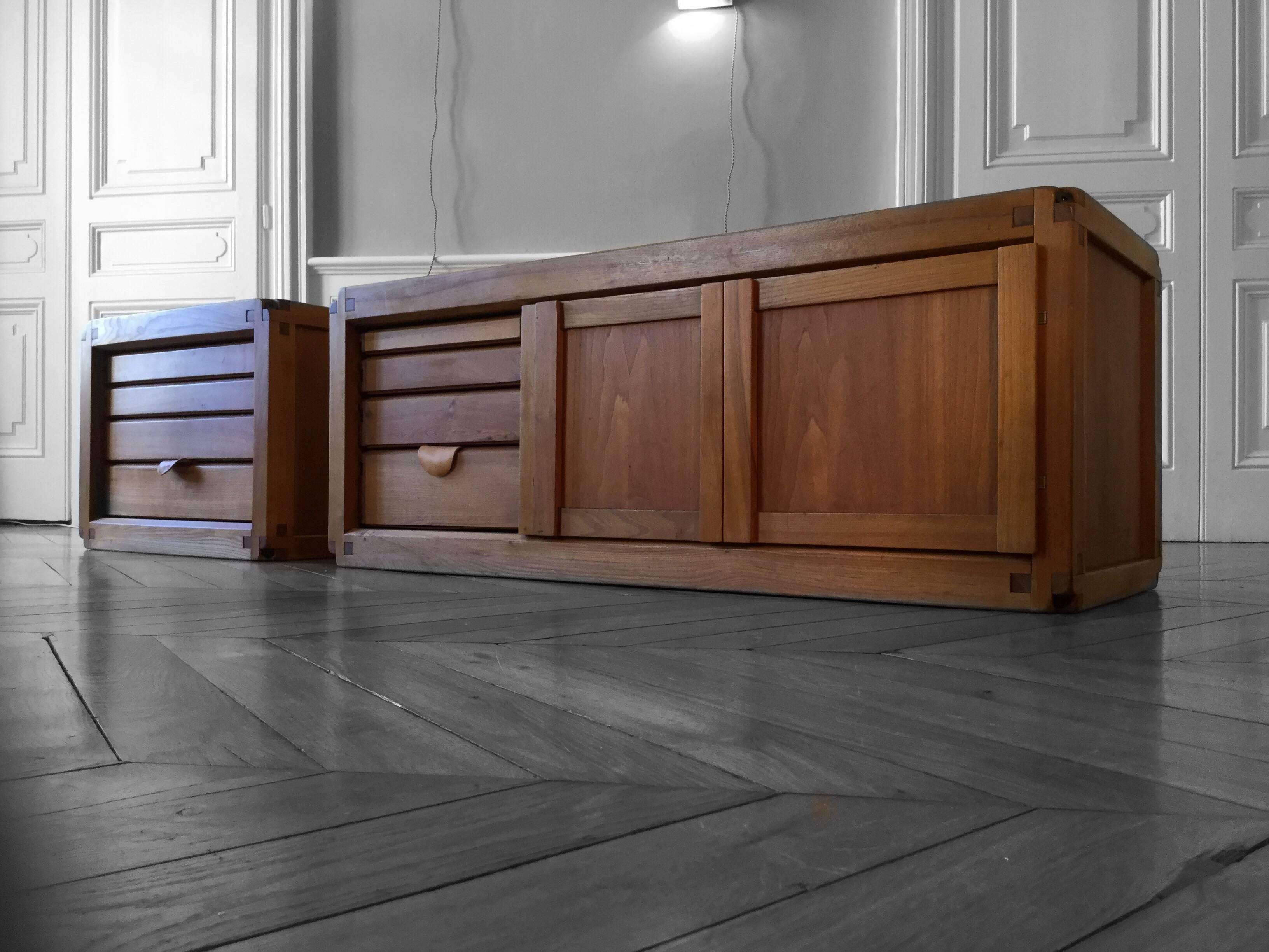 Sideboard B E B Creator Pierre Chapo, circa 1970, French Elm In Excellent Condition In Lyon, FR