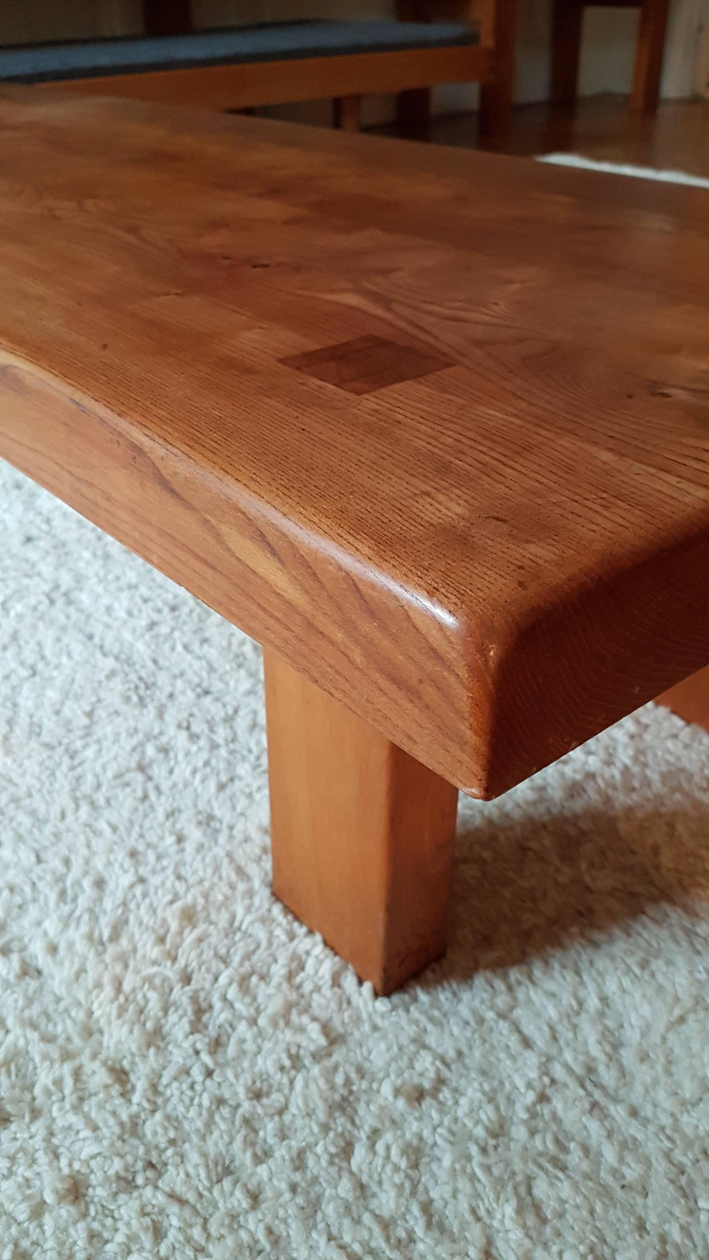 Oiled Coffee Table Pierre of Chapo French Elm of 1970