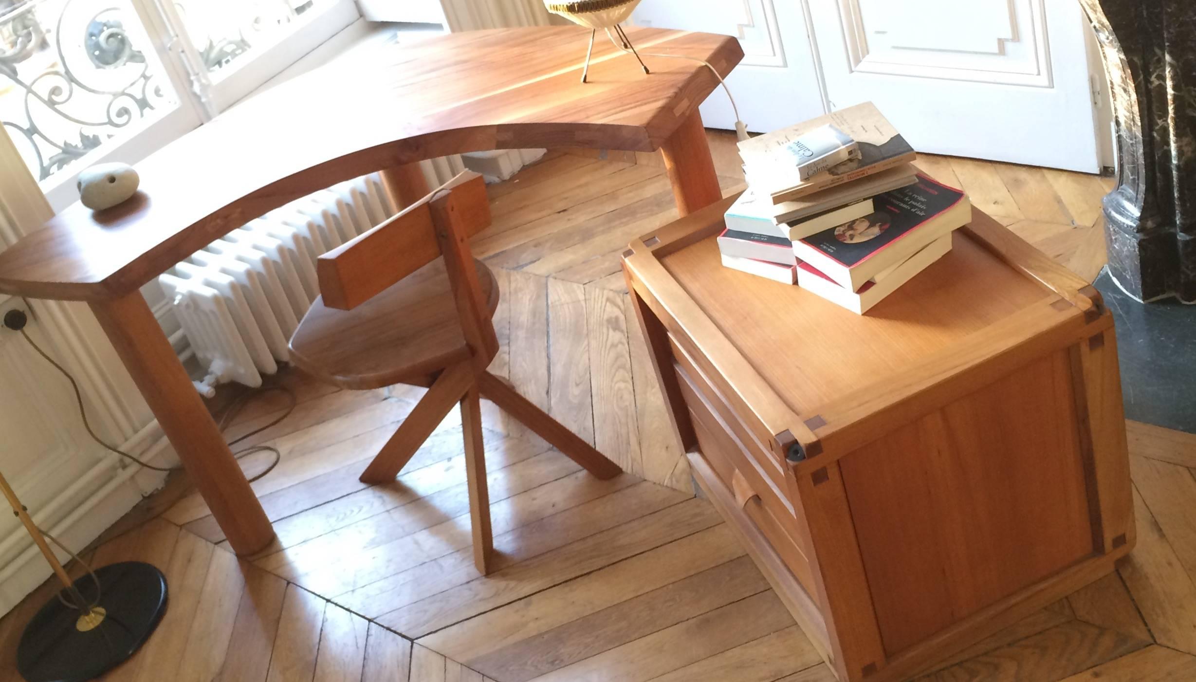 Mid-20th Century Table Boomerang Pierre Chapo T 22 B in French Orme, circa 1965