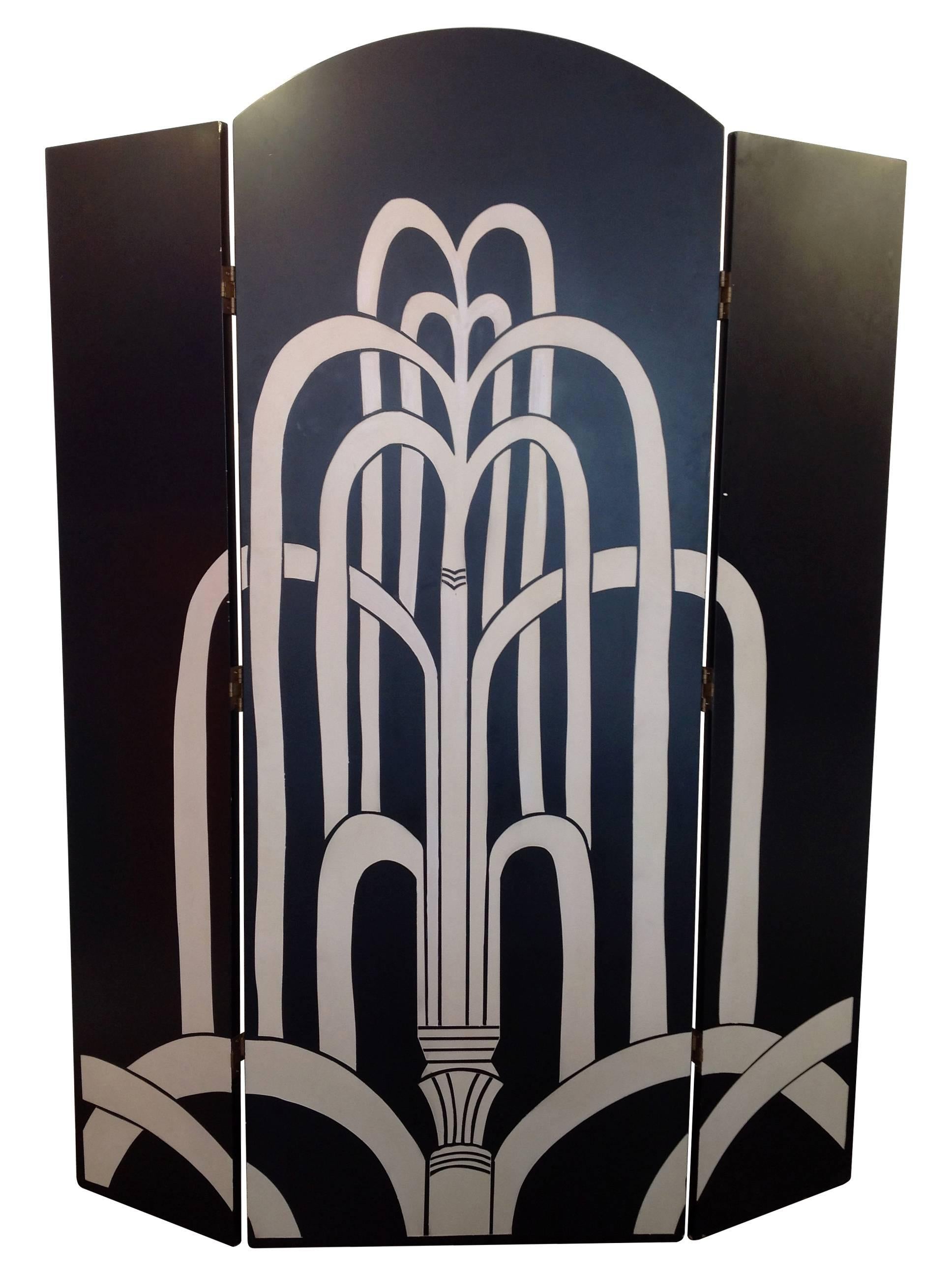 Mid-Century Modern Double Sided Folding Screen by Fournier Decoration, Paris
