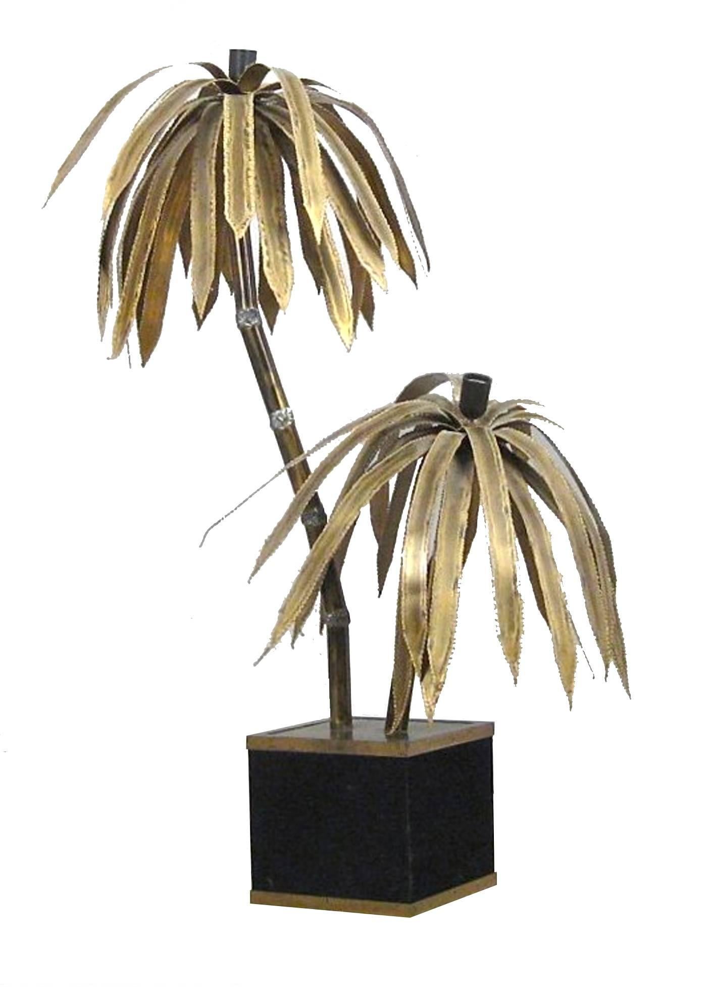 Maison Jansen Double Palm Tree Floor Lamp In Good Condition In London, GB