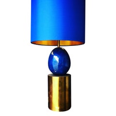 Maison Charles Brass and Blue Egg Lamp