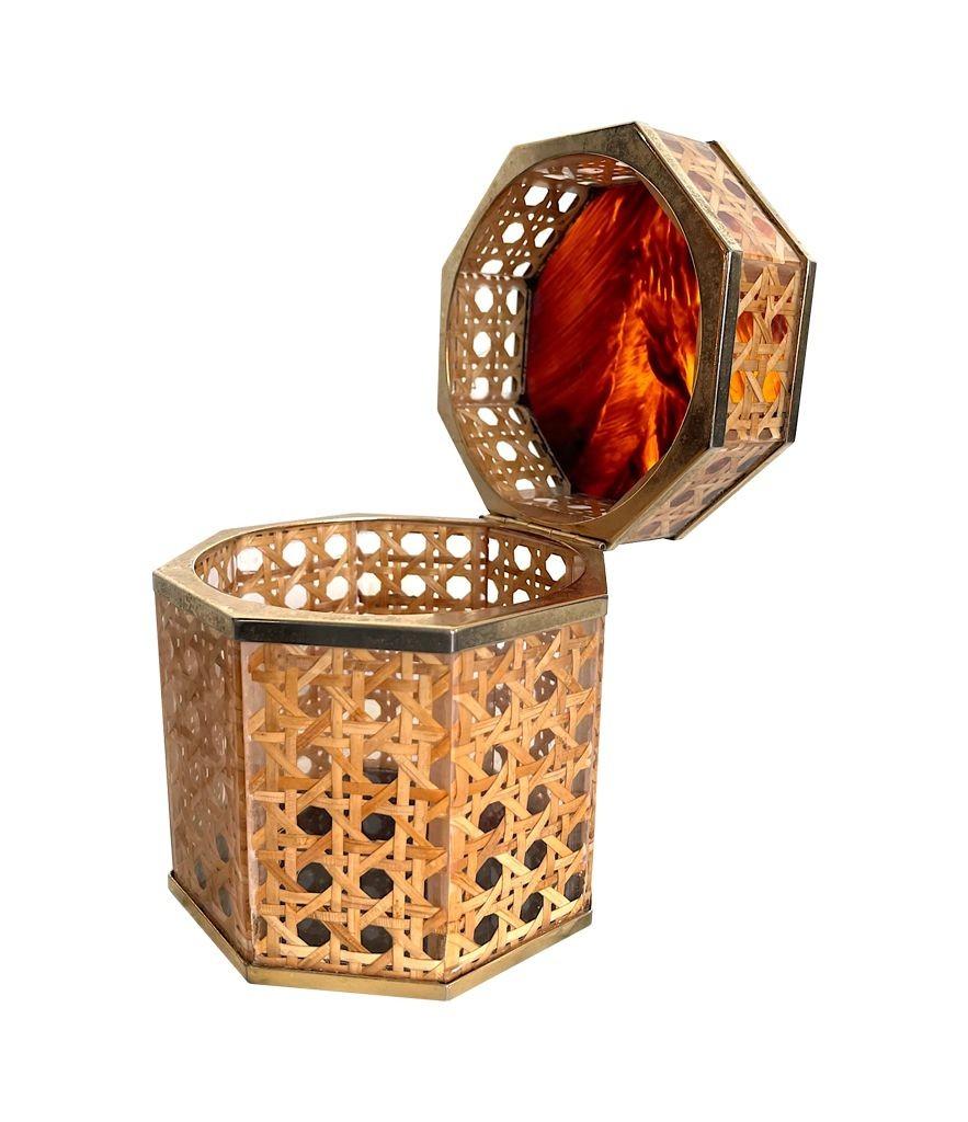 1970s, Rattan Faux and Tortoiseshell Jewelry Box 4