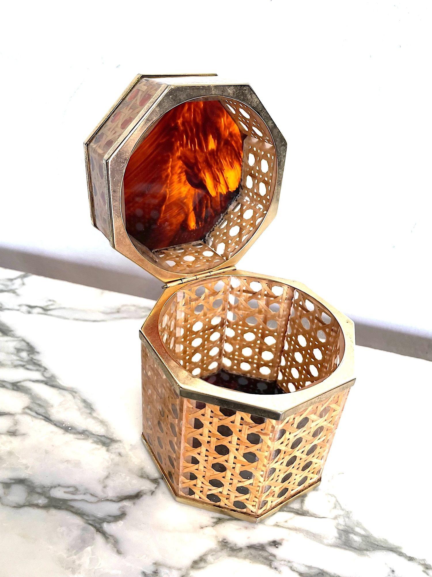 1970s, Rattan Faux and Tortoiseshell Jewelry Box 10