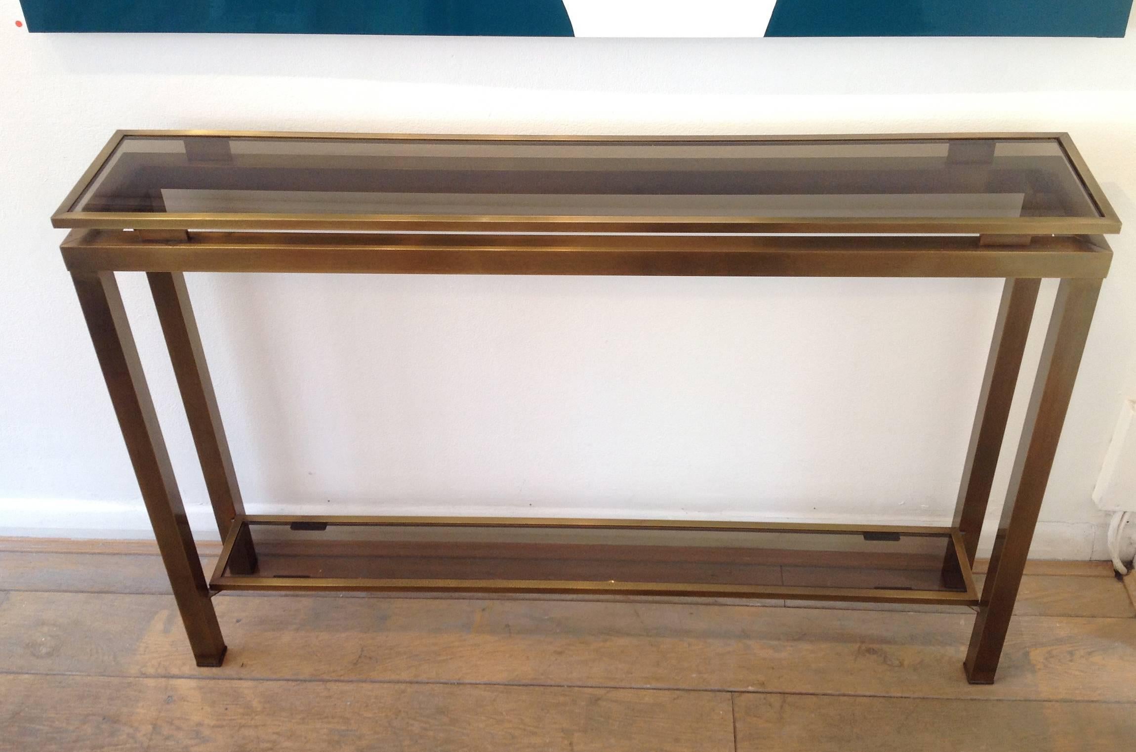 Late 20th Century Guy Lefevre Brass Console Table