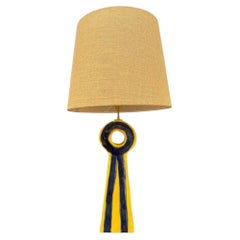 An unusual French artisan handmade ceramic lamp with brass fittings