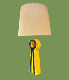 An unusual French artisan handmade ceramic lamp with brass fittings