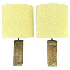 A pair of 1950s Maison Bagues style solid brass faux bamboo lamps