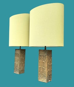 A pair of 1950s Maison Bagues style solid brass faux bamboo lamps