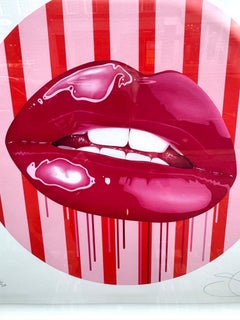 Sara Pope "Hot Pink Pop - Candy Stripe" Archival Inkjet in white box frame.
