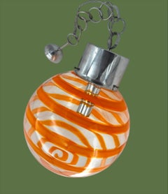 A large Italian 1970s orange and clear swirling Murano glass ceiling light