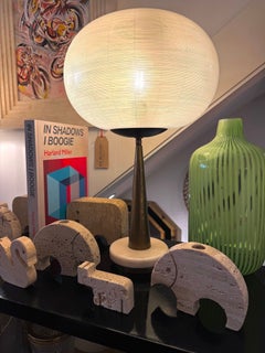 A Italian 1950s circular Murano glass, brass and marble table lamp