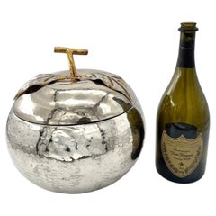 A large Italian 1960s hand beaten, silver plated apple ice bucket by Greggio